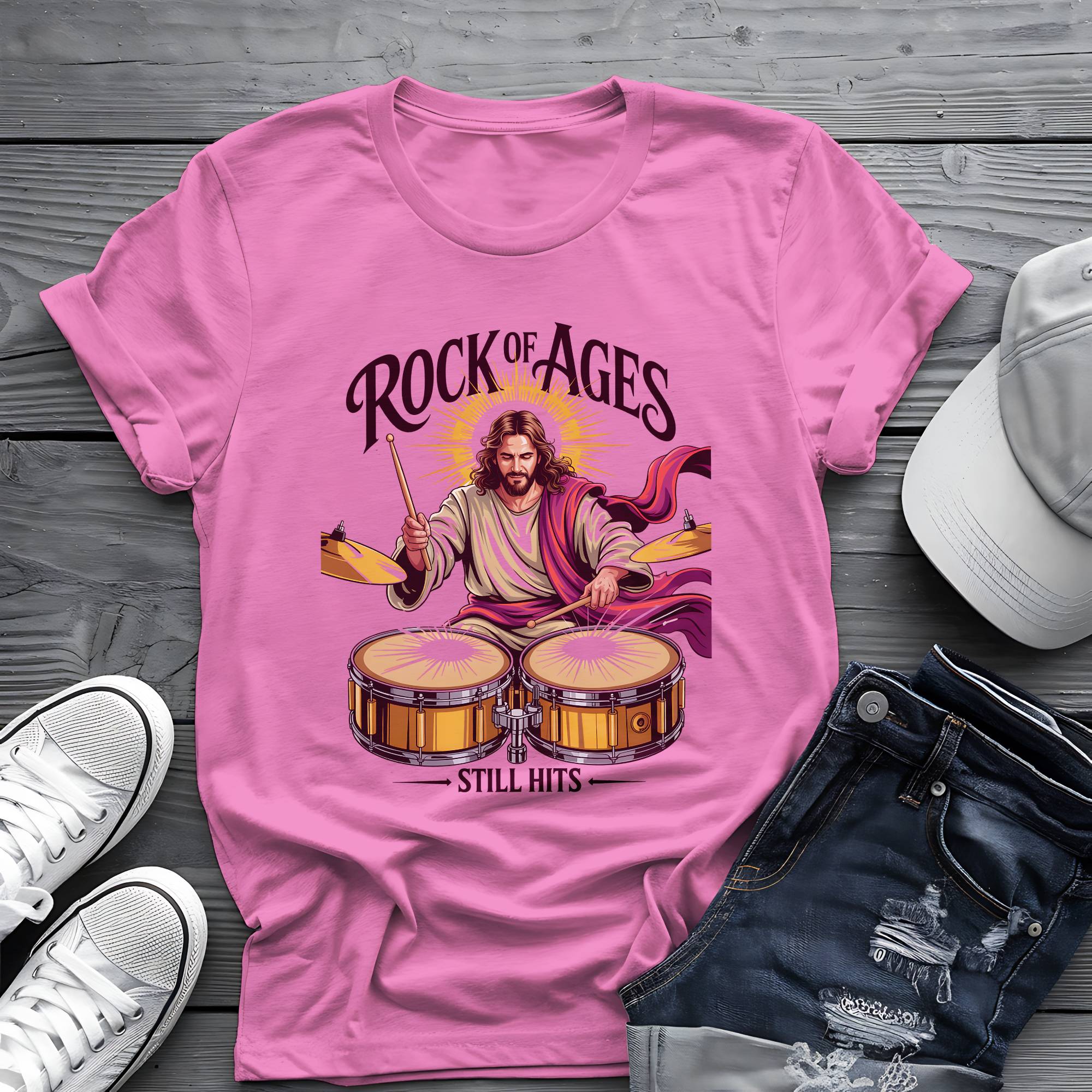 Rock of Ages: Gospel Groove Divine Drummer Graphic Tee 🥁✨