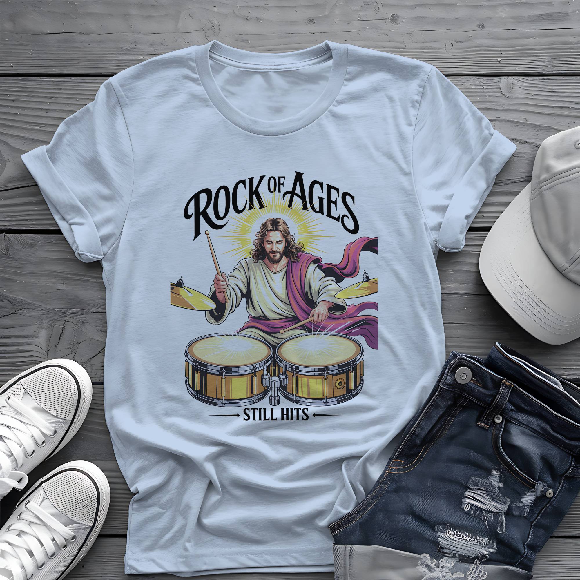 Rock of Ages: Gospel Groove Divine Drummer Graphic Tee 🥁✨