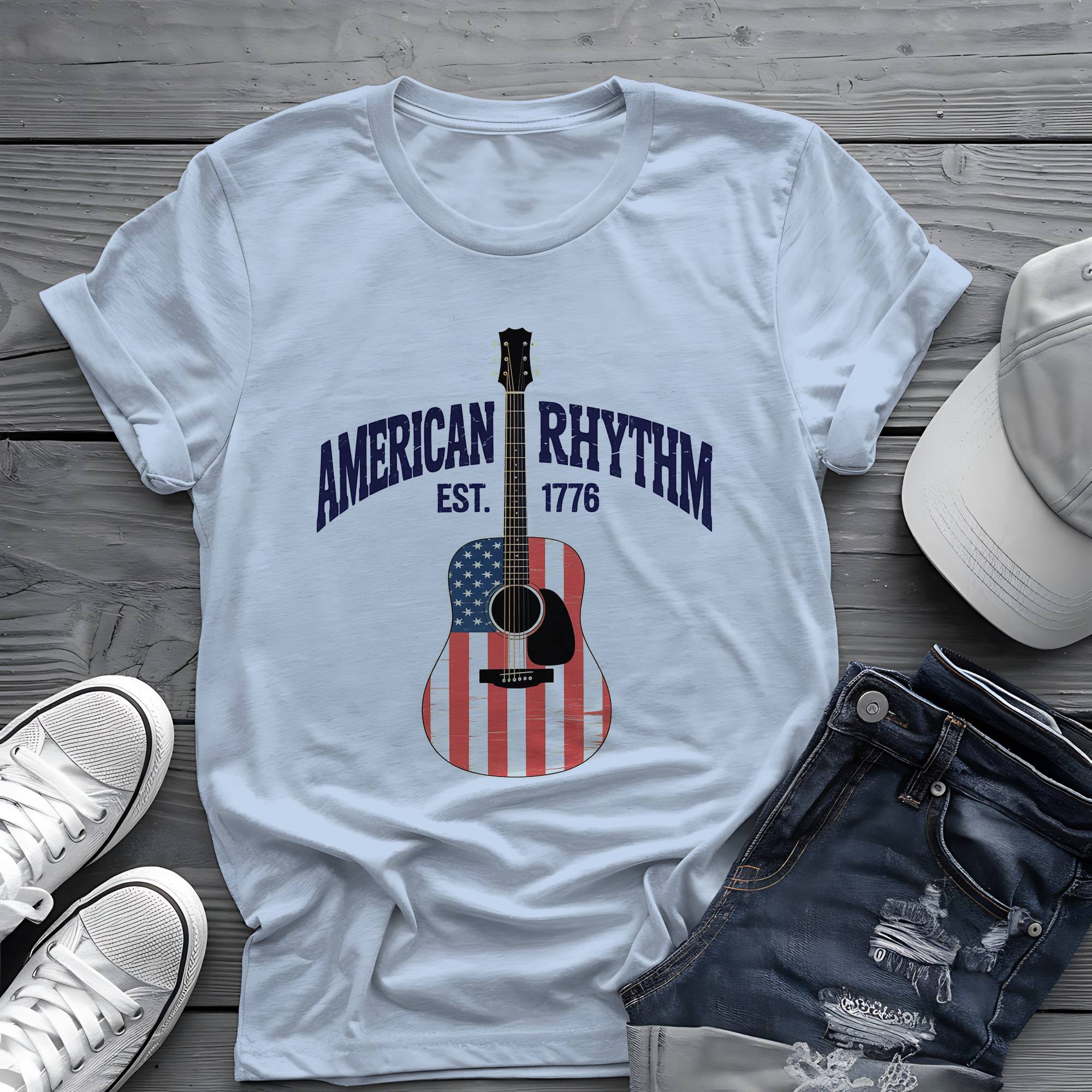 American Rhythm: Heritage Acoustic Patriotic Graphic Tee 🎸🇺🇸