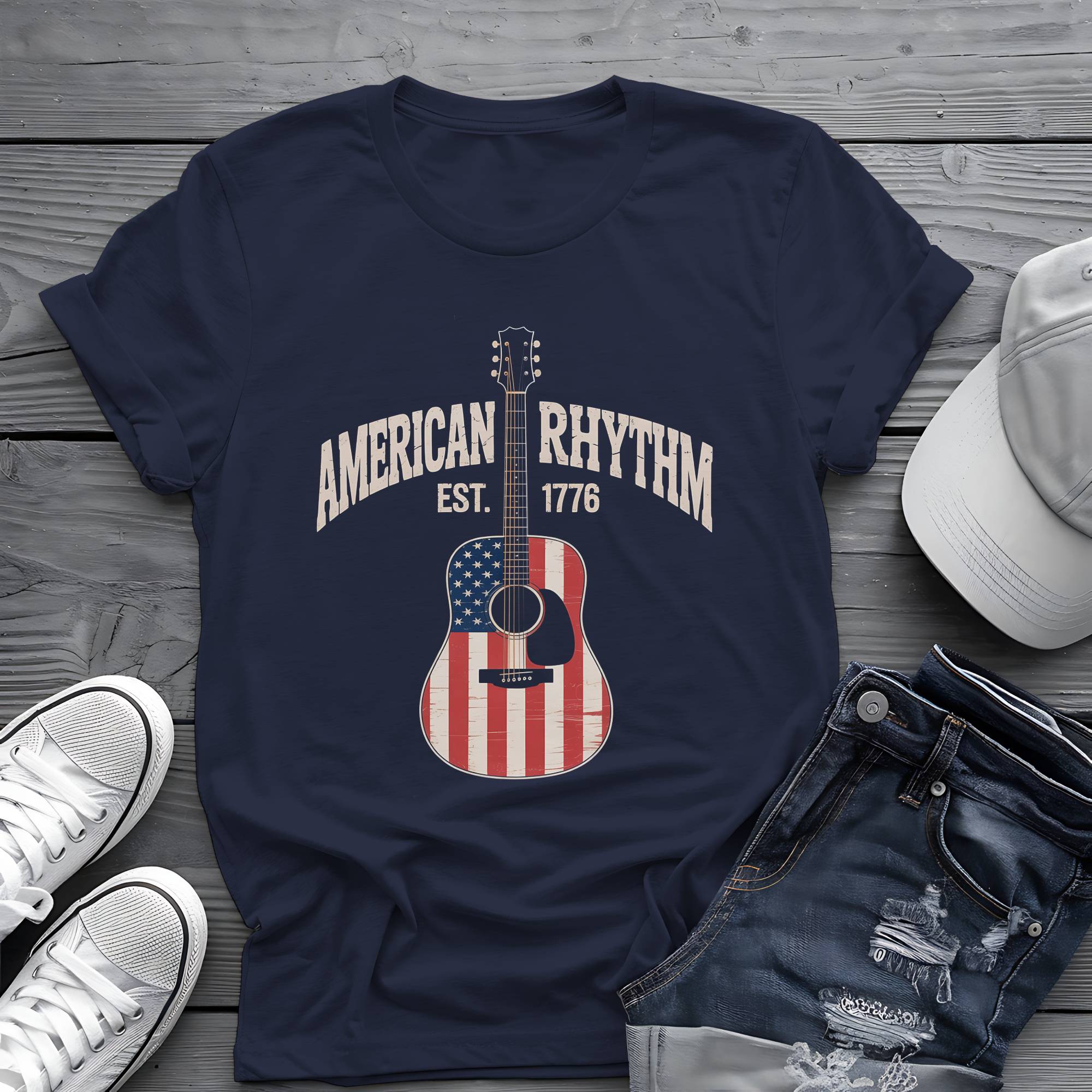 American Rhythm: Heritage Acoustic Patriotic Graphic Tee 🎸🇺🇸