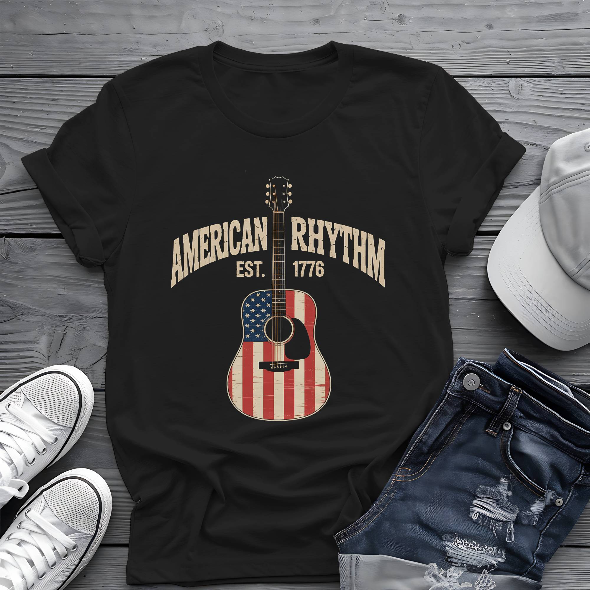 American Rhythm: Heritage Acoustic Patriotic Graphic Tee 🎸🇺🇸