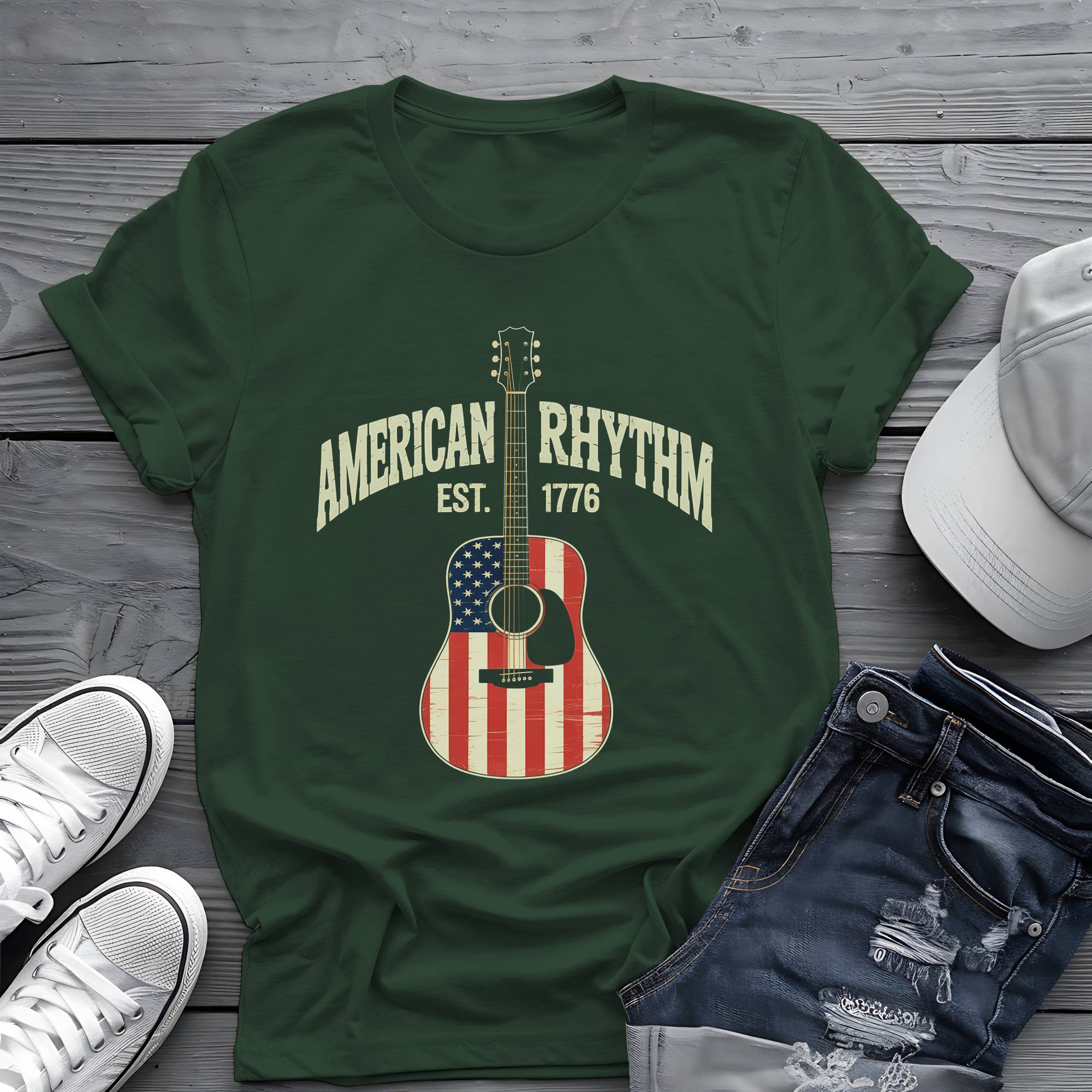 American Rhythm: Heritage Acoustic Patriotic Graphic Tee 🎸🇺🇸