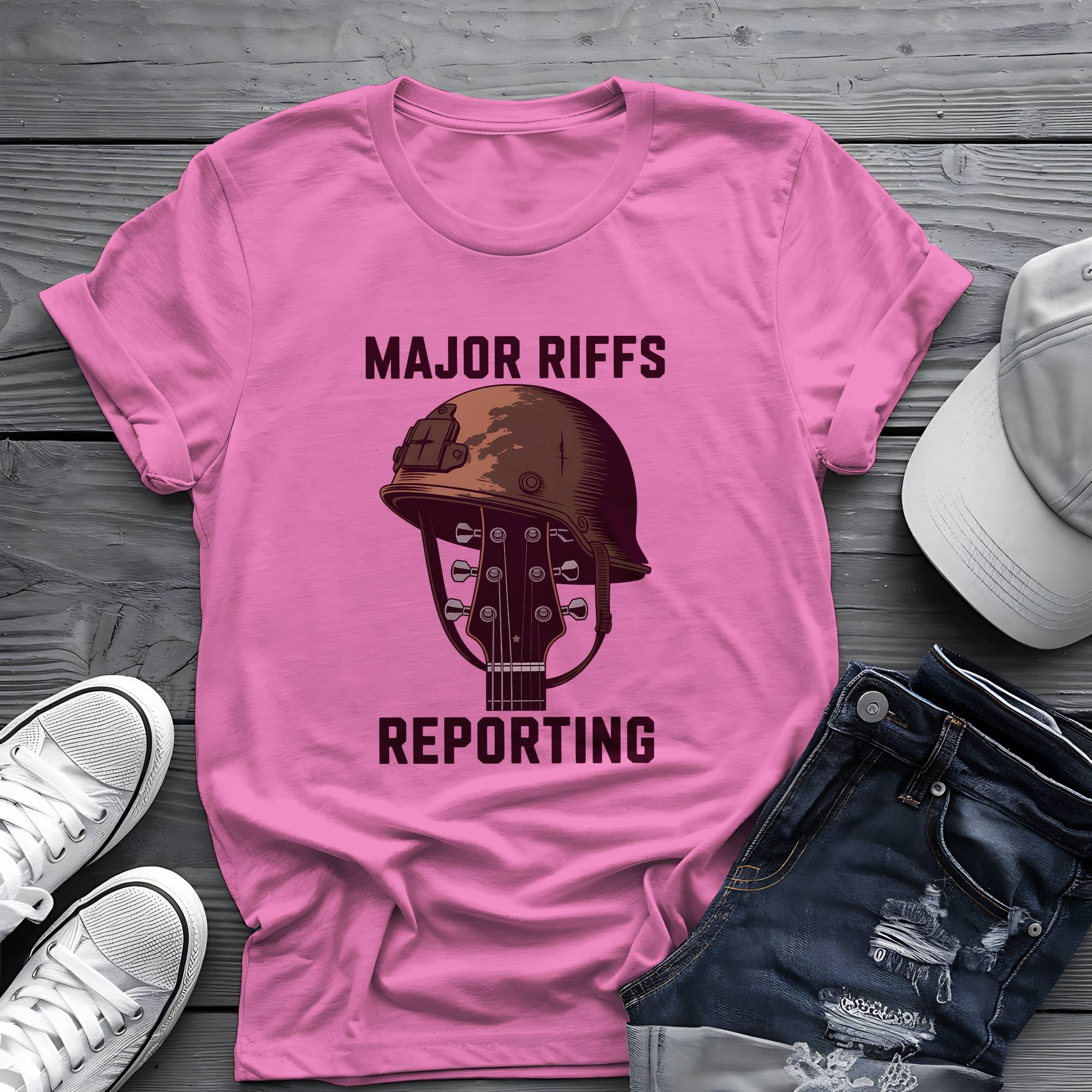 Major Riffs Reporting: Battle-Hardened Guitarist Graphic Tee 🎸🪖