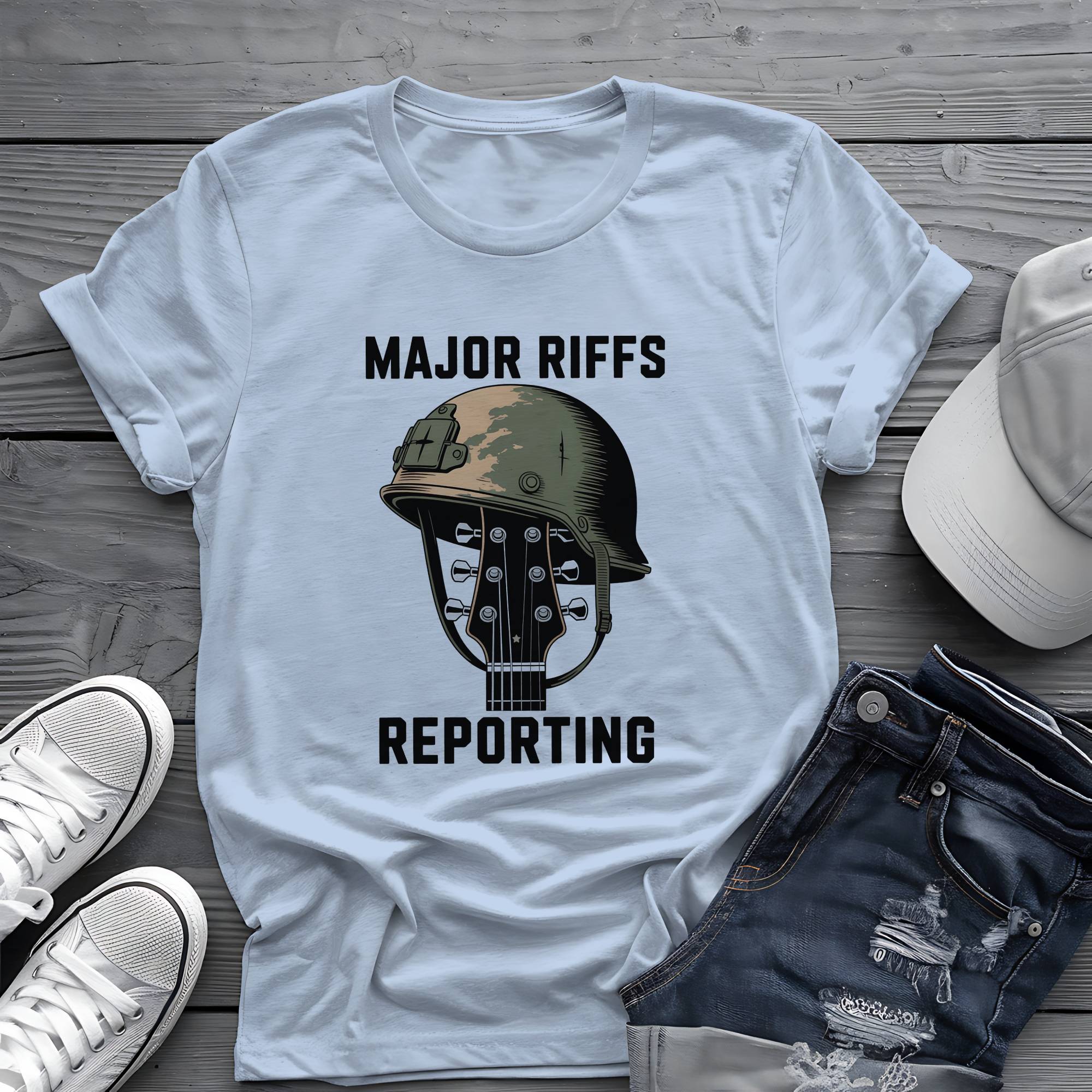 Major Riffs Reporting: Battle-Hardened Guitarist Graphic Tee 🎸🪖