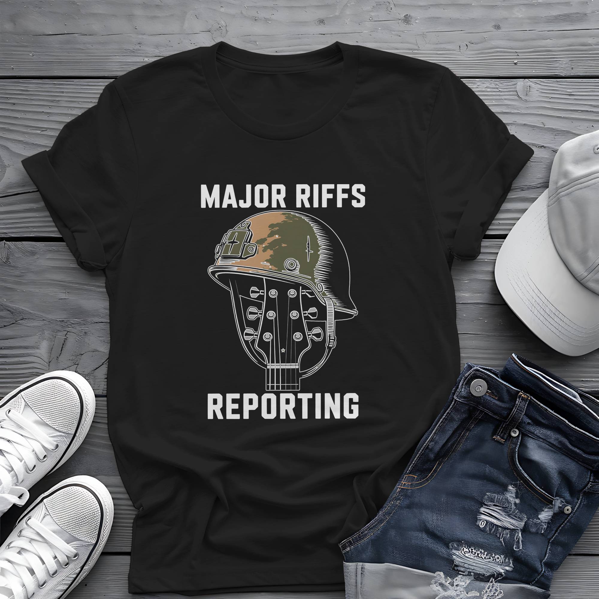Major Riffs Reporting: Battle-Hardened Guitarist Graphic Tee 🎸🪖