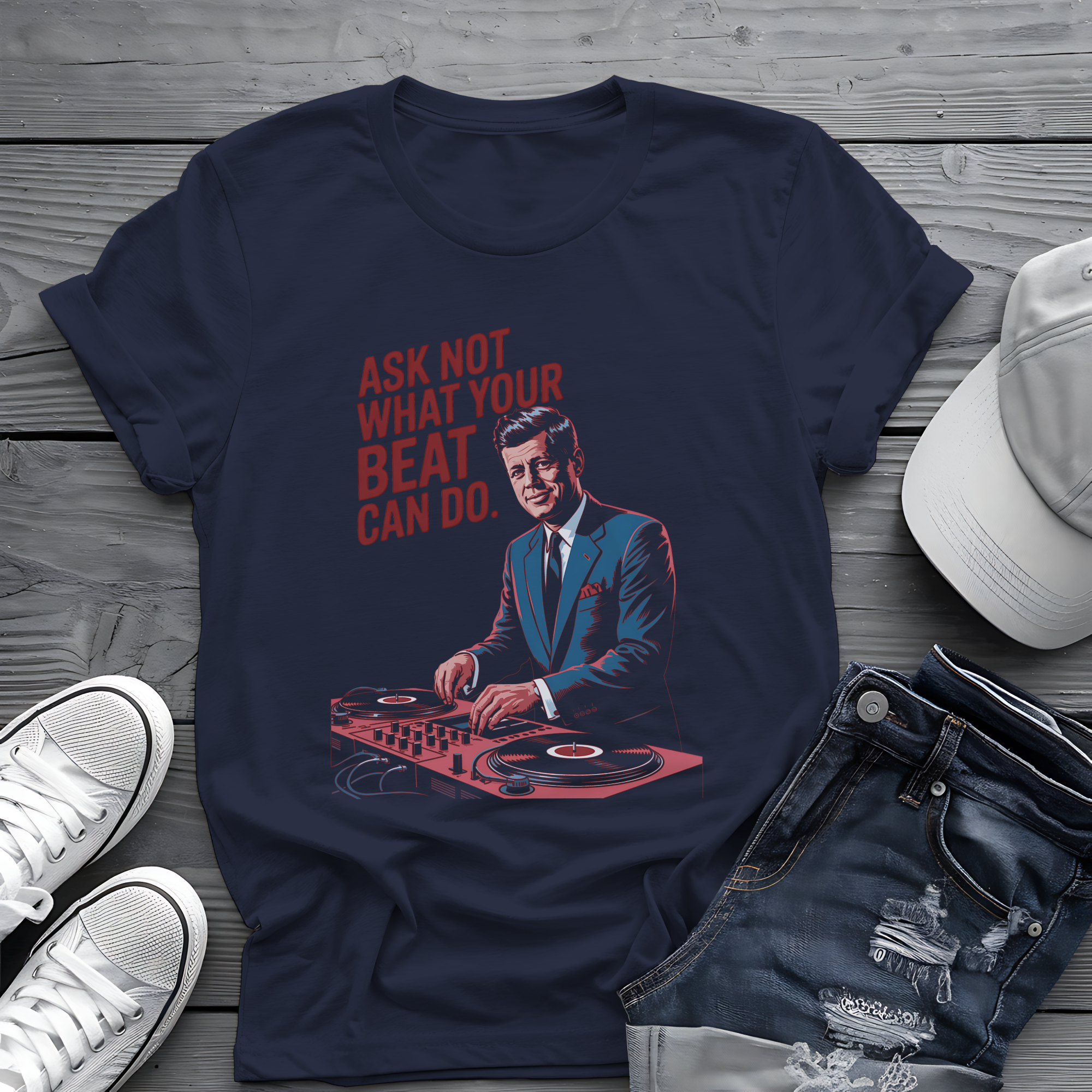 Kennedy Beats Tee 🎧 JFK DJ Music Shirt - Patriotic Humor Shirt