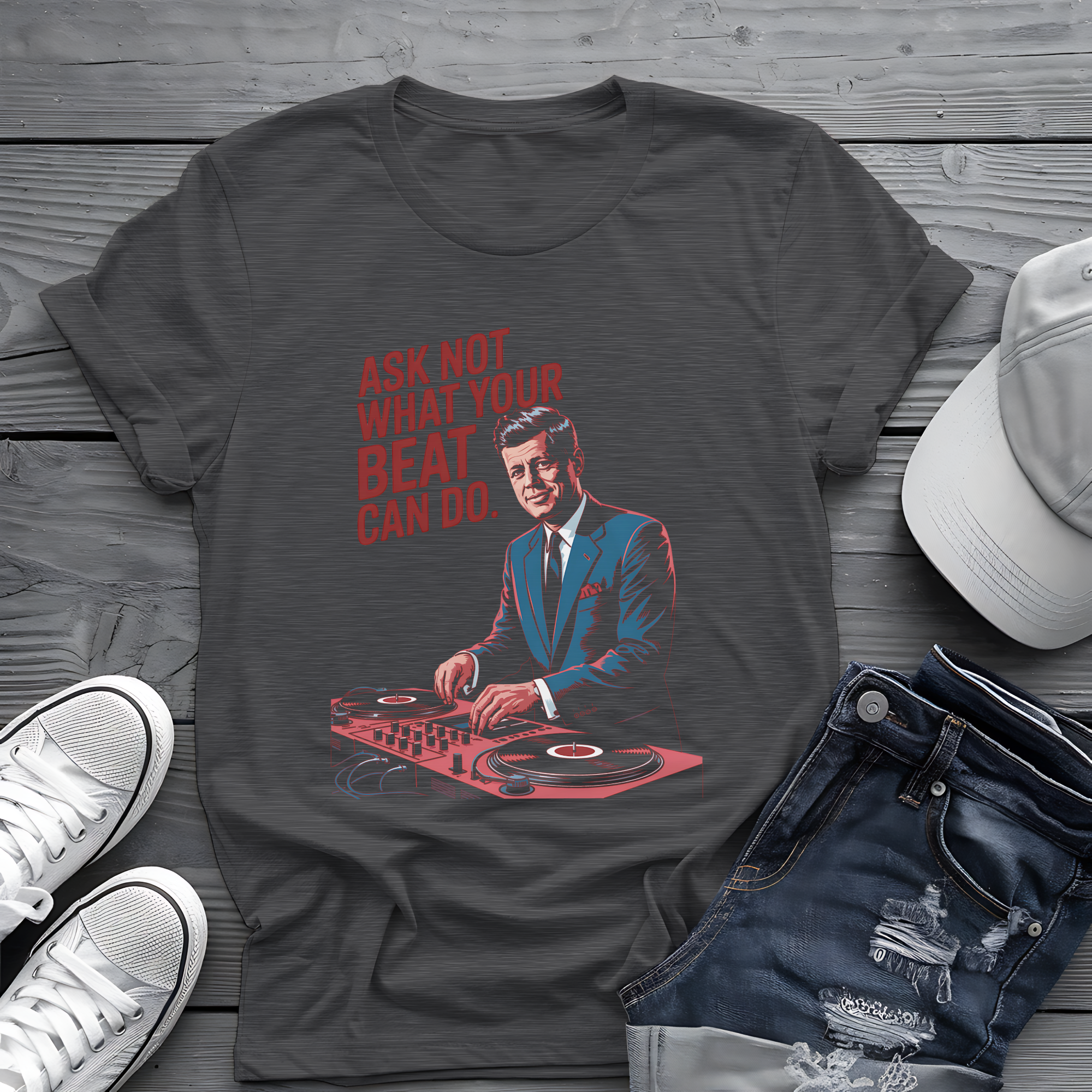 Kennedy Beats Tee 🎧 JFK DJ Music Shirt - Patriotic Humor Shirt