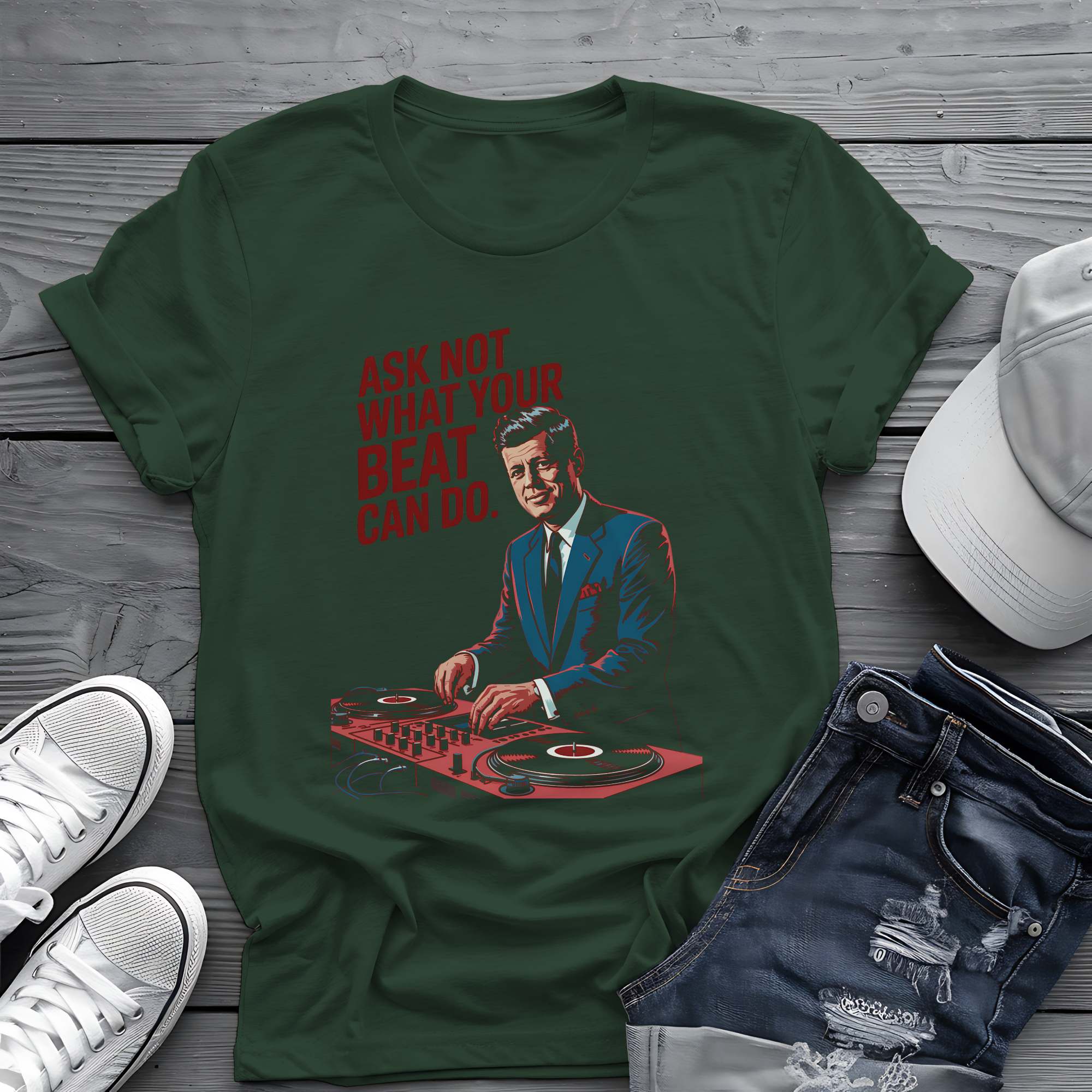 Kennedy Beats Tee 🎧 JFK DJ Music Shirt - Patriotic Humor Shirt