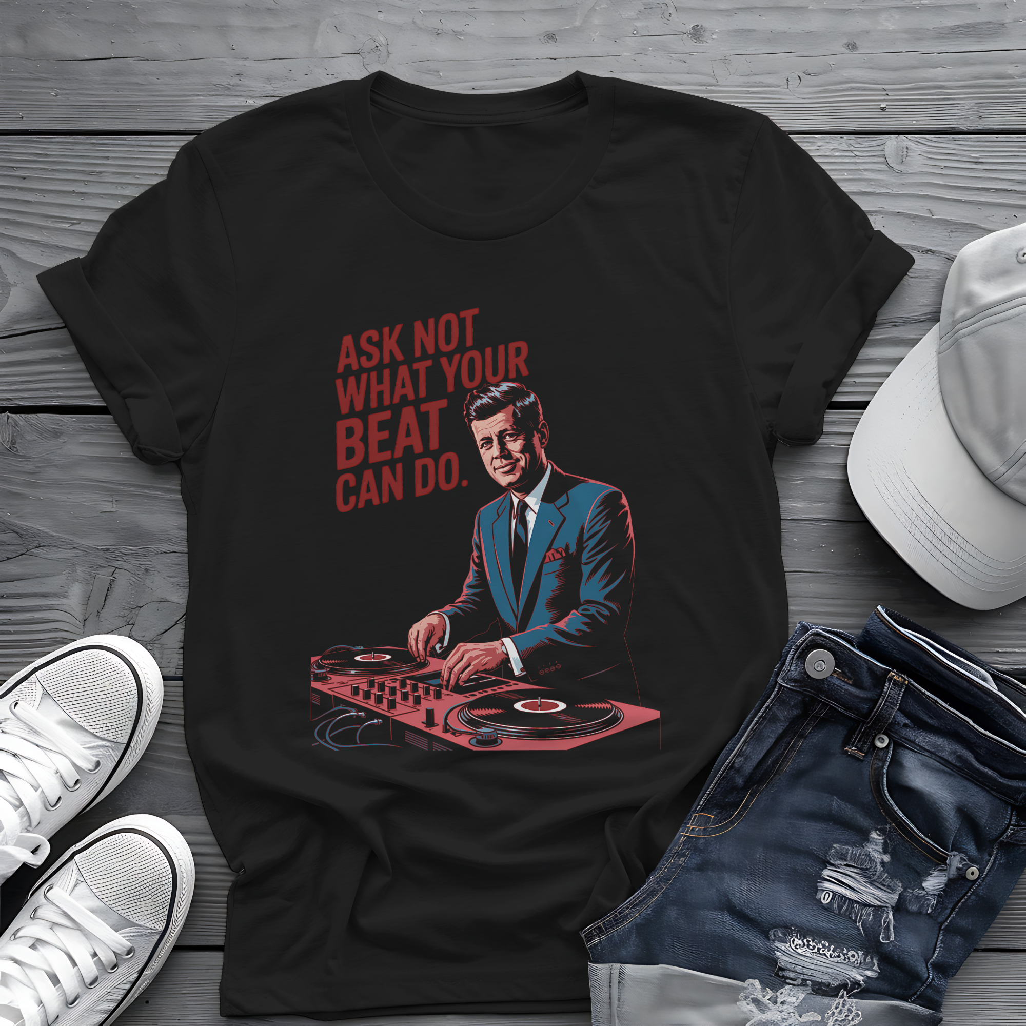 Kennedy Beats Tee 🎧 JFK DJ Music Shirt - Patriotic Humor Shirt