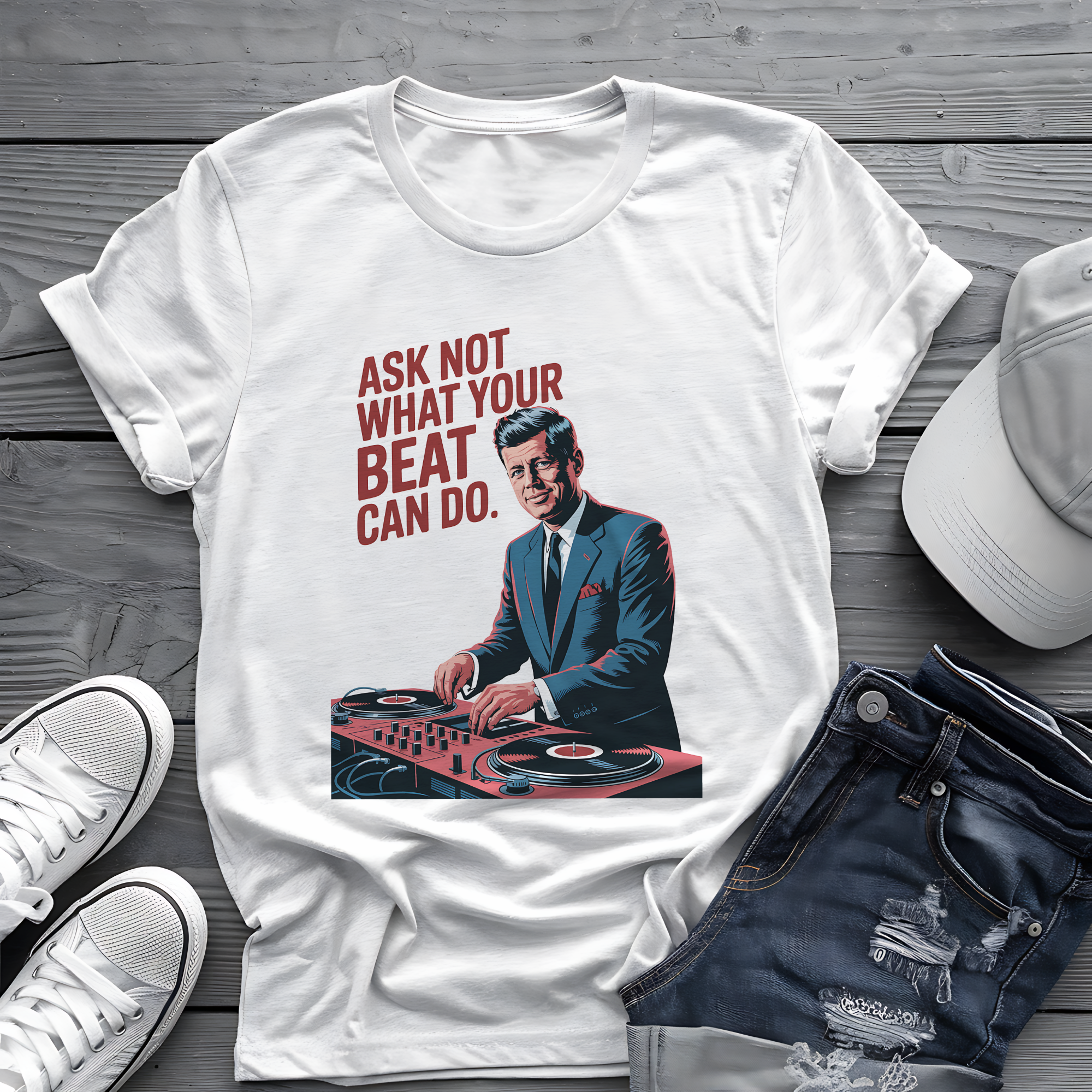 Kennedy Beats Tee 🎧 JFK DJ Music Shirt - Patriotic Humor Shirt
