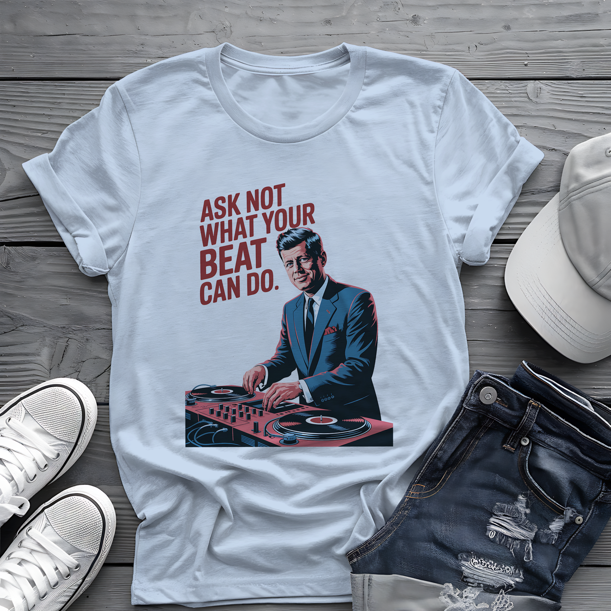 Kennedy Beats Tee 🎧 JFK DJ Music Shirt - Patriotic Humor Shirt
