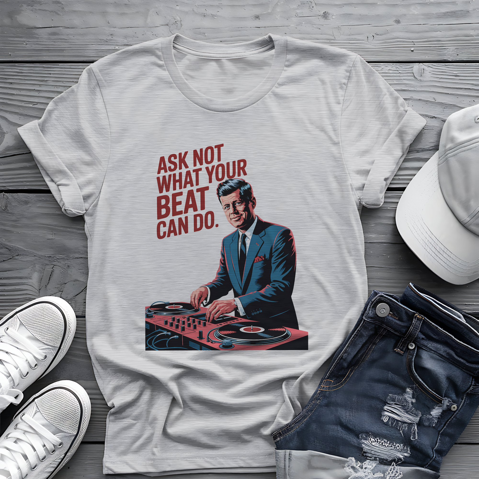 Kennedy Beats Tee 🎧 JFK DJ Music Shirt - Patriotic Humor Shirt