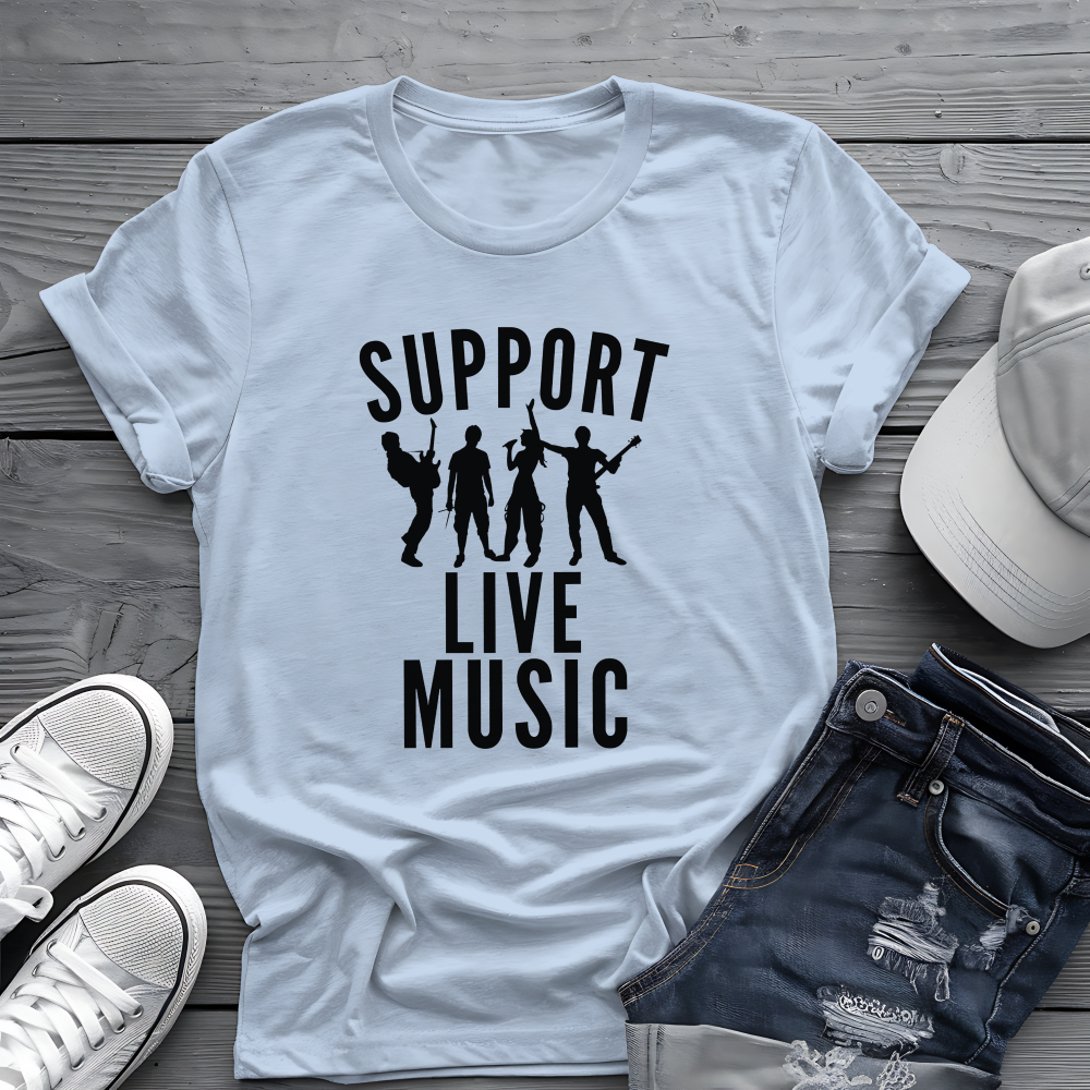 Support Live Music Tee 🎶 Band Silhouette Shirt - Concert Lover & Musician Shirt