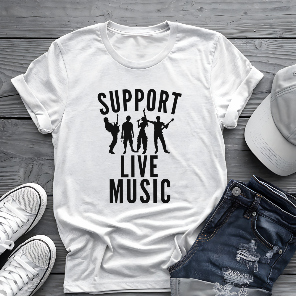 Support Live Music Tee 🎶 Band Silhouette Shirt - Concert Lover & Musician Shirt