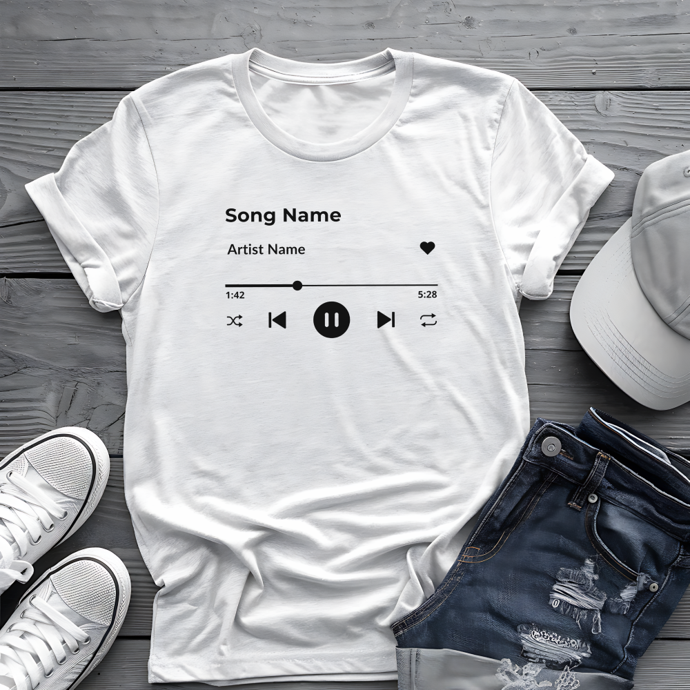 Personalized Song Playlist Tee 🎧 Clean UI Design - Custom Music Shirt