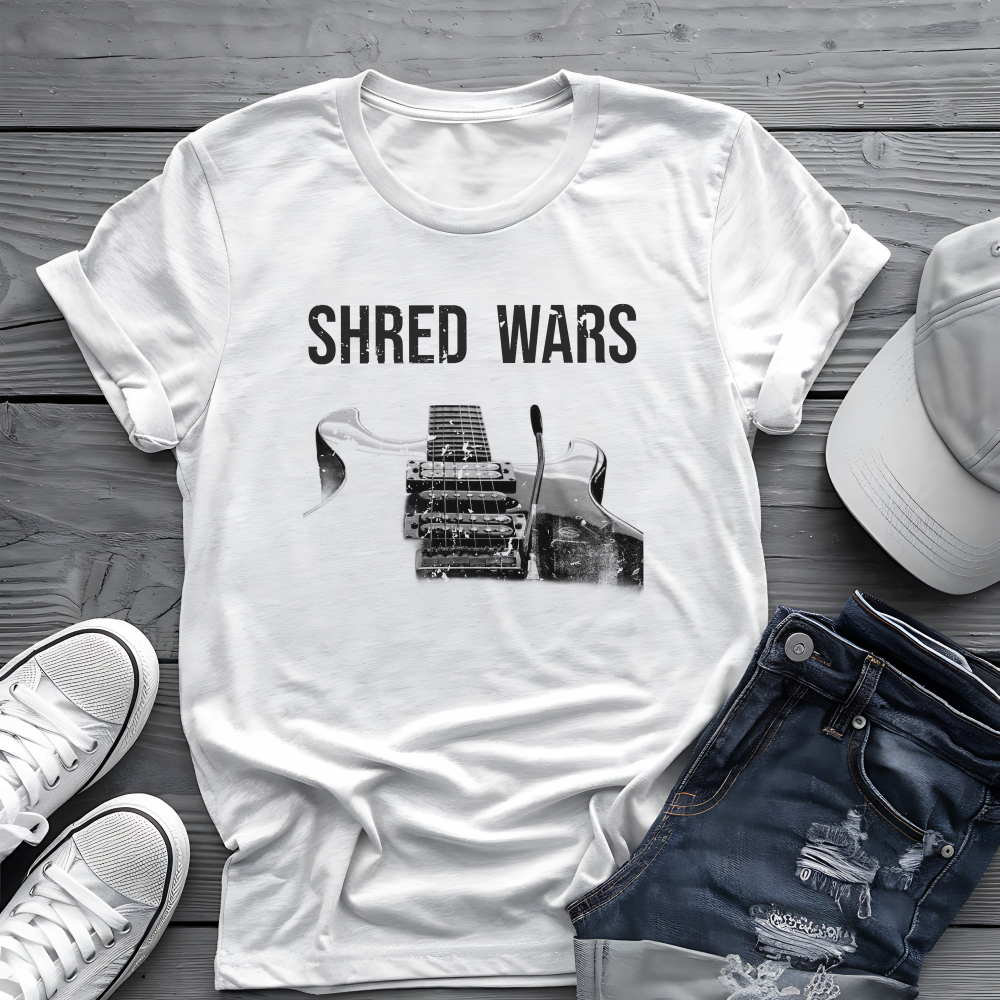 Shred Wars Tee 🎸 Guitar Battle Shirt - Retro Music Pop Culture Shirt