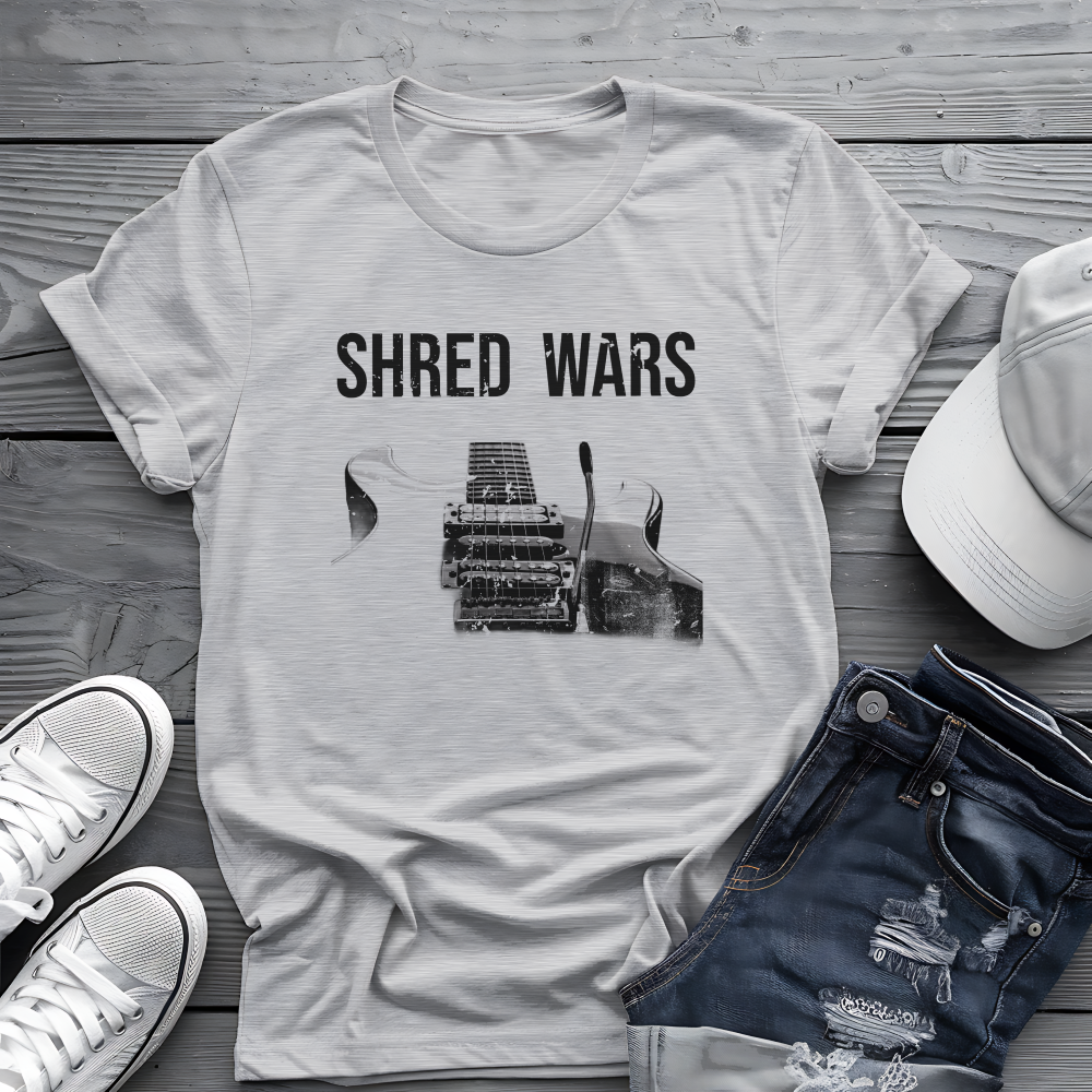 Shred Wars Tee 🎸 Guitar Battle Shirt - Retro Music Pop Culture Shirt