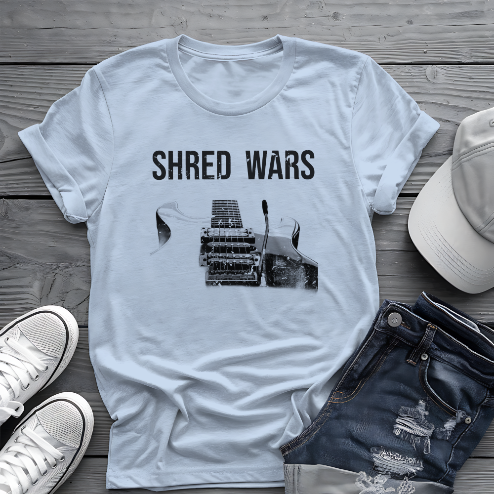 Shred Wars Tee 🎸 Guitar Battle Shirt - Retro Music Pop Culture Shirt