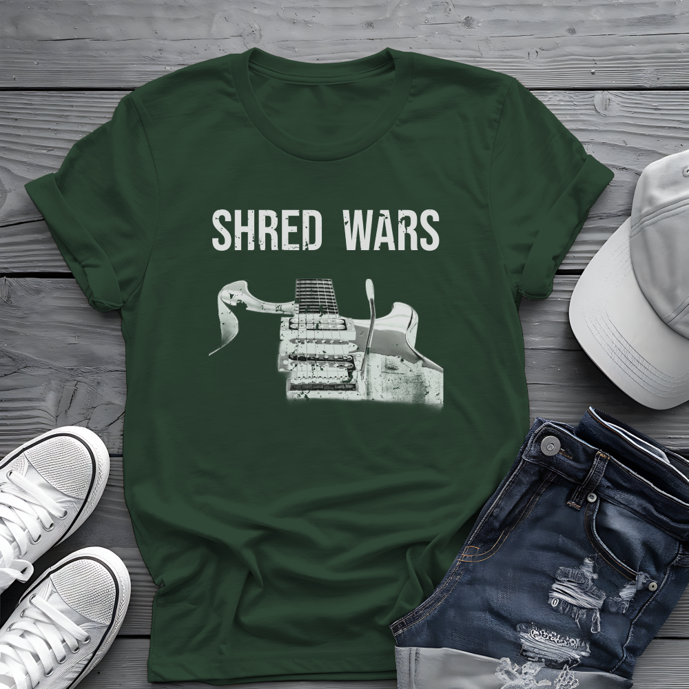 Shred Wars Tee 🎸 Guitar Battle Shirt - Retro Music Pop Culture Shirt
