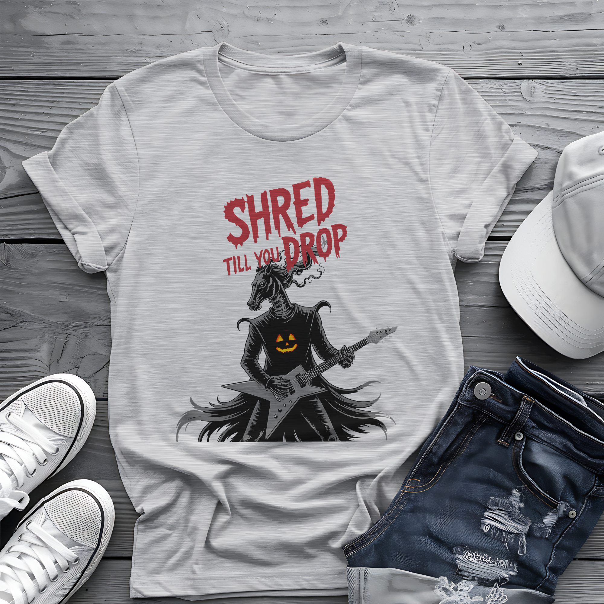 Shred Horseman Tee 🎸 Halloween Guitar Shirt - Spooky Music Shirt