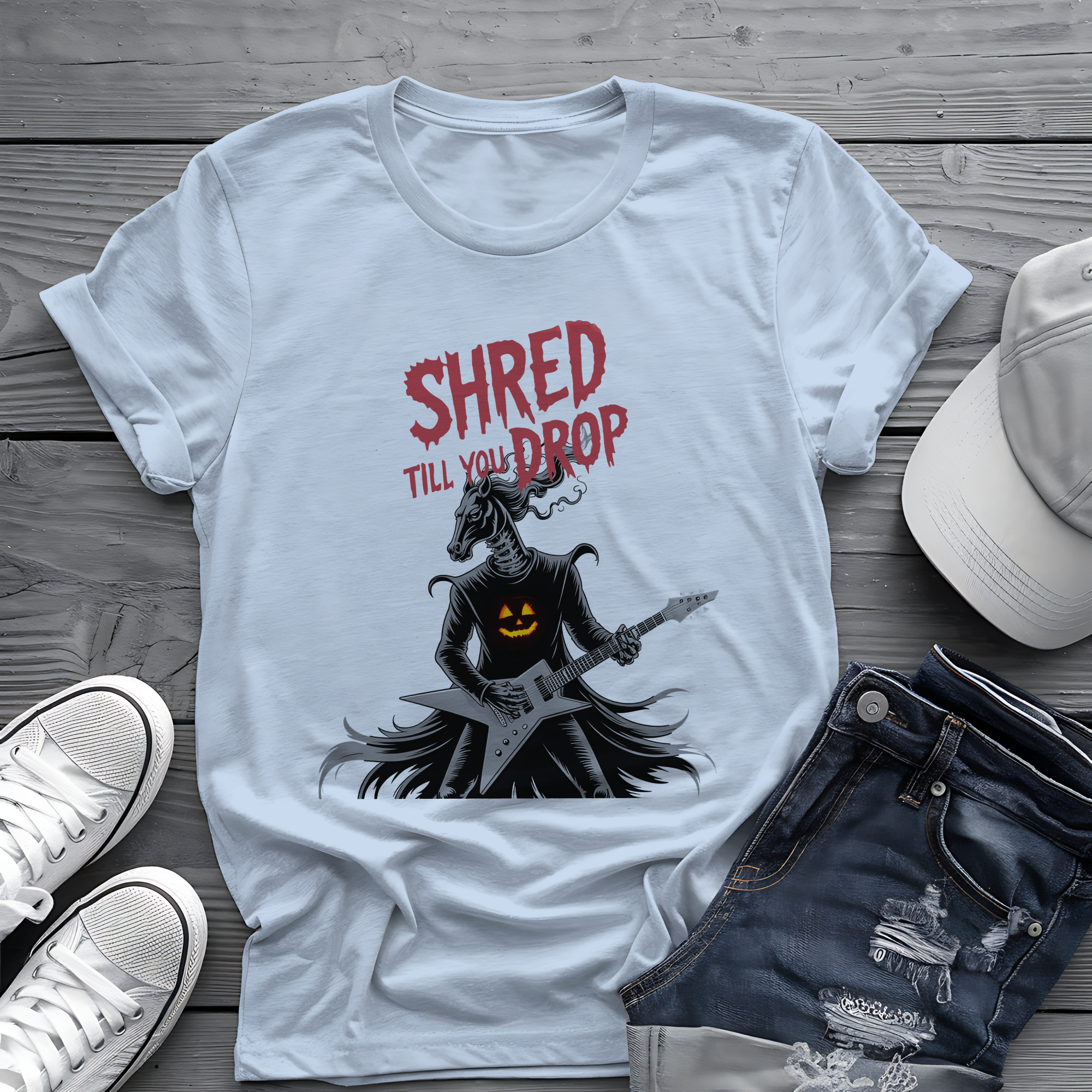 Shred Horseman Tee 🎸 Halloween Guitar Shirt - Spooky Music Shirt
