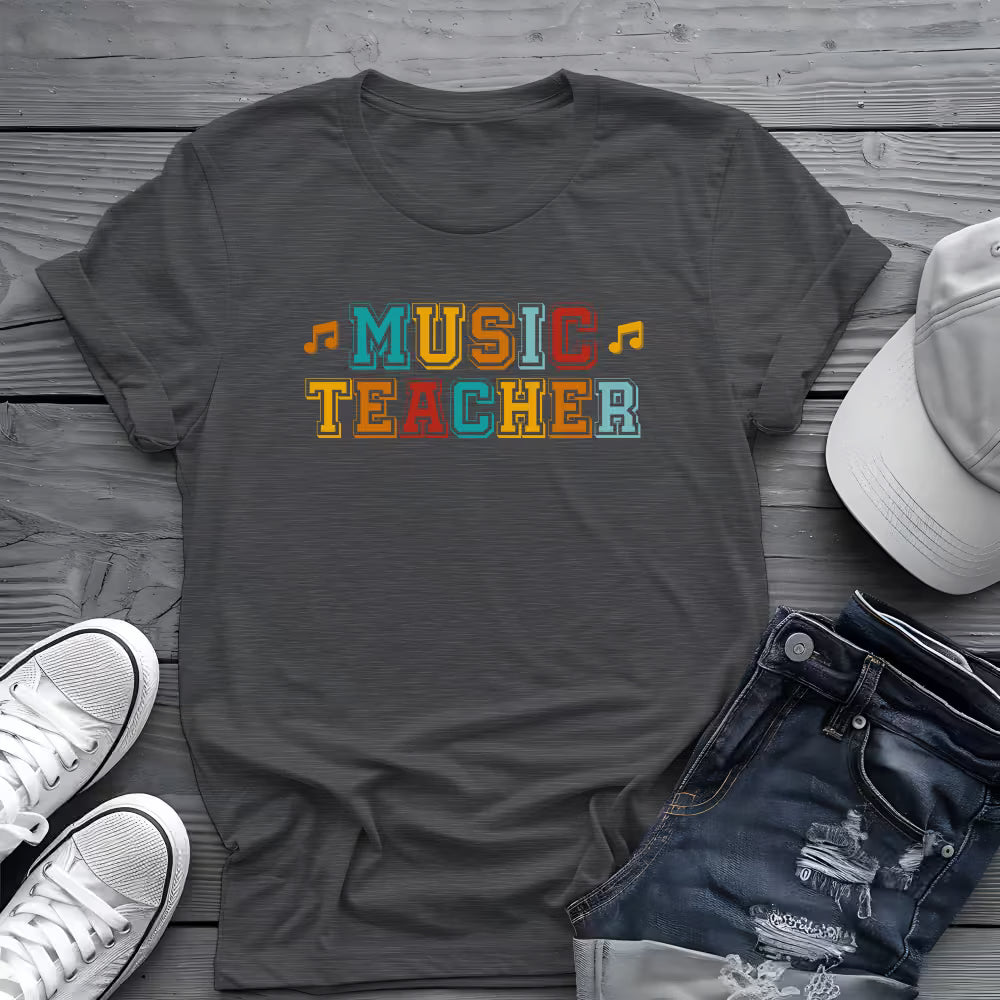 Retro Music Teacher Tee 🎶 Colorful Music Educator Shirt