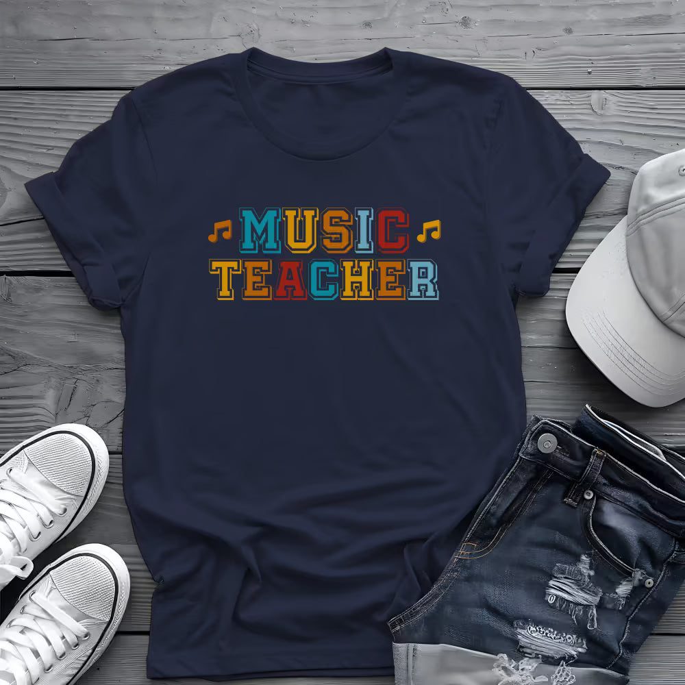 Retro Music Teacher Tee 🎶 Colorful Music Educator Shirt