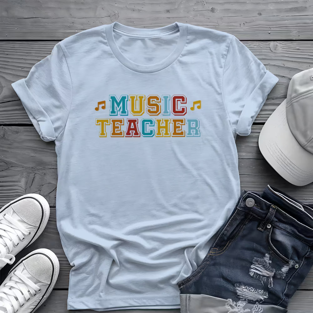 Retro Music Teacher Tee 🎶 Colorful Music Educator Shirt