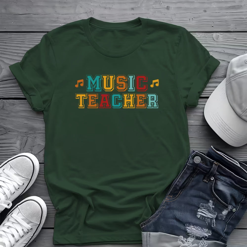 Retro Music Teacher Tee 🎶 Colorful Music Educator Shirt