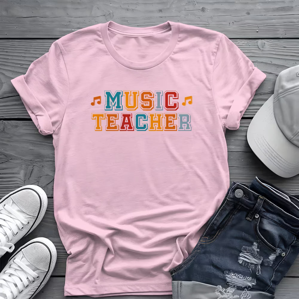 Retro Music Teacher Tee 🎶 Colorful Music Educator Shirt
