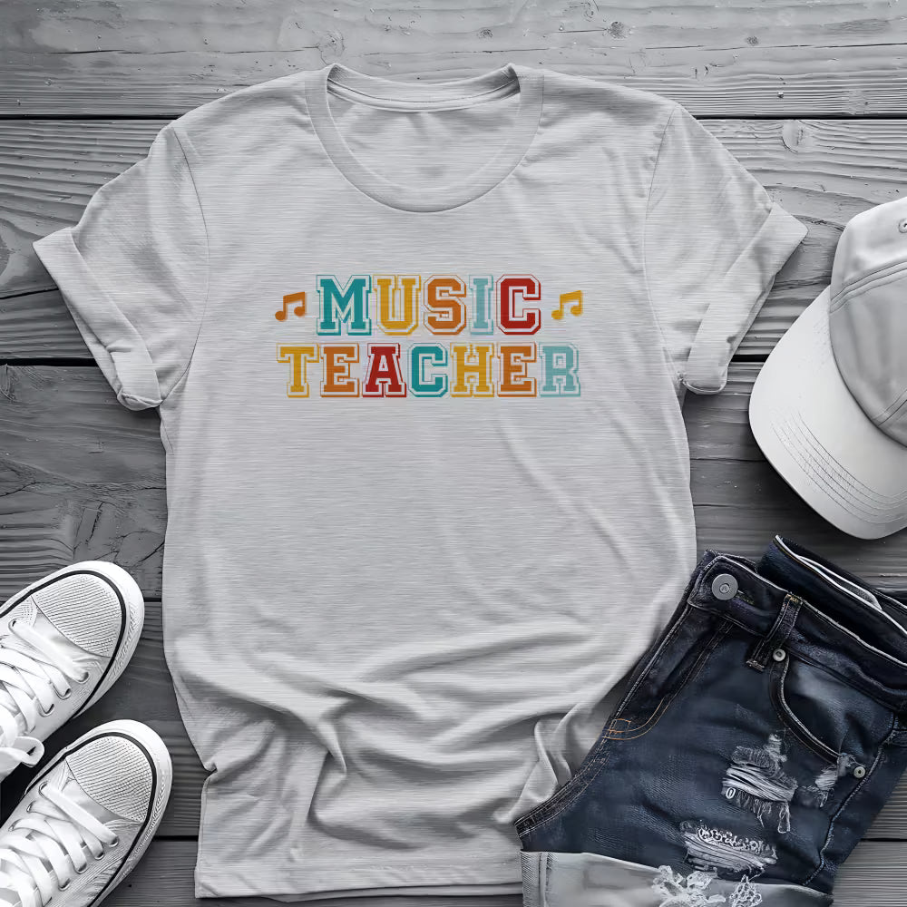 Retro Music Teacher Tee 🎶 Colorful Music Educator Shirt