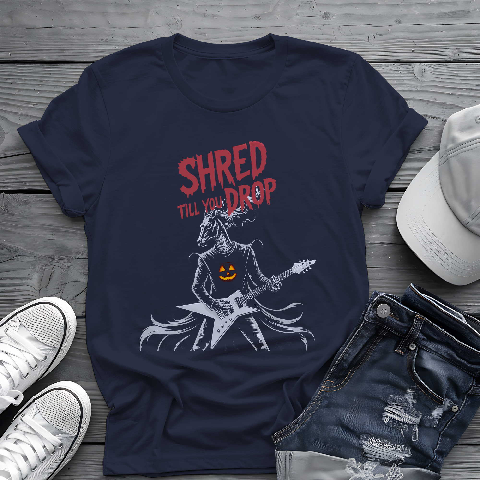 Shred Horseman Tee 🎸 Halloween Guitar Shirt - Spooky Music Shirt