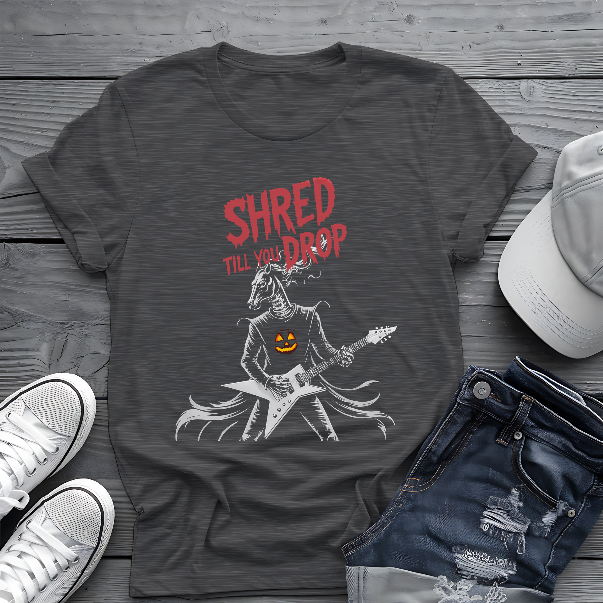 Shred Horseman Tee 🎸 Halloween Guitar Shirt - Spooky Music Shirt