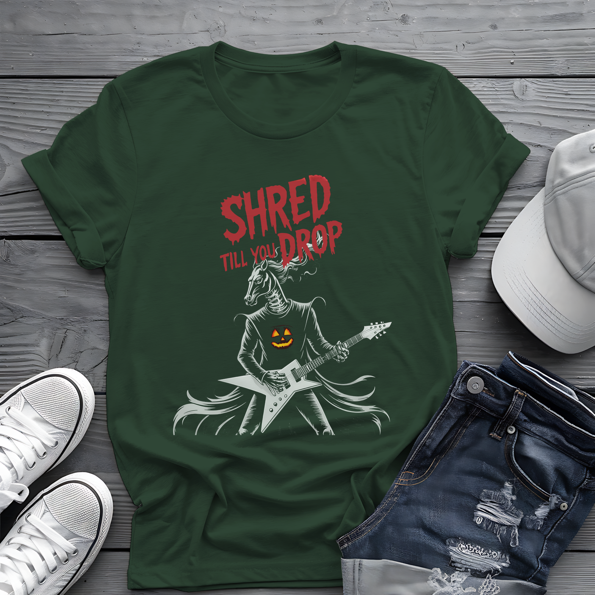 Shred Horseman Tee 🎸 Halloween Guitar Shirt - Spooky Music Shirt