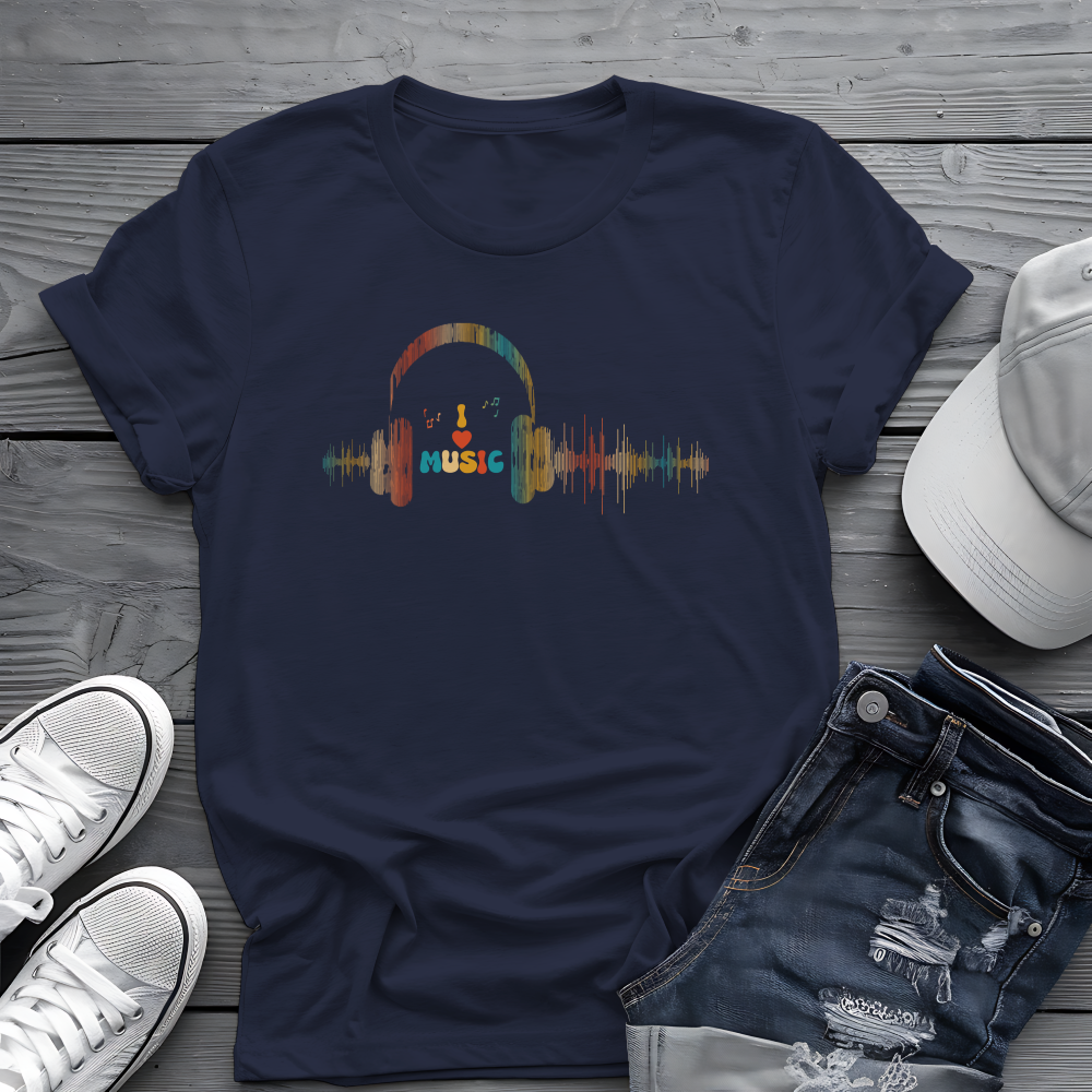 Vintage Headphones & Soundwave Tee 🎧 Retro Music Shirt