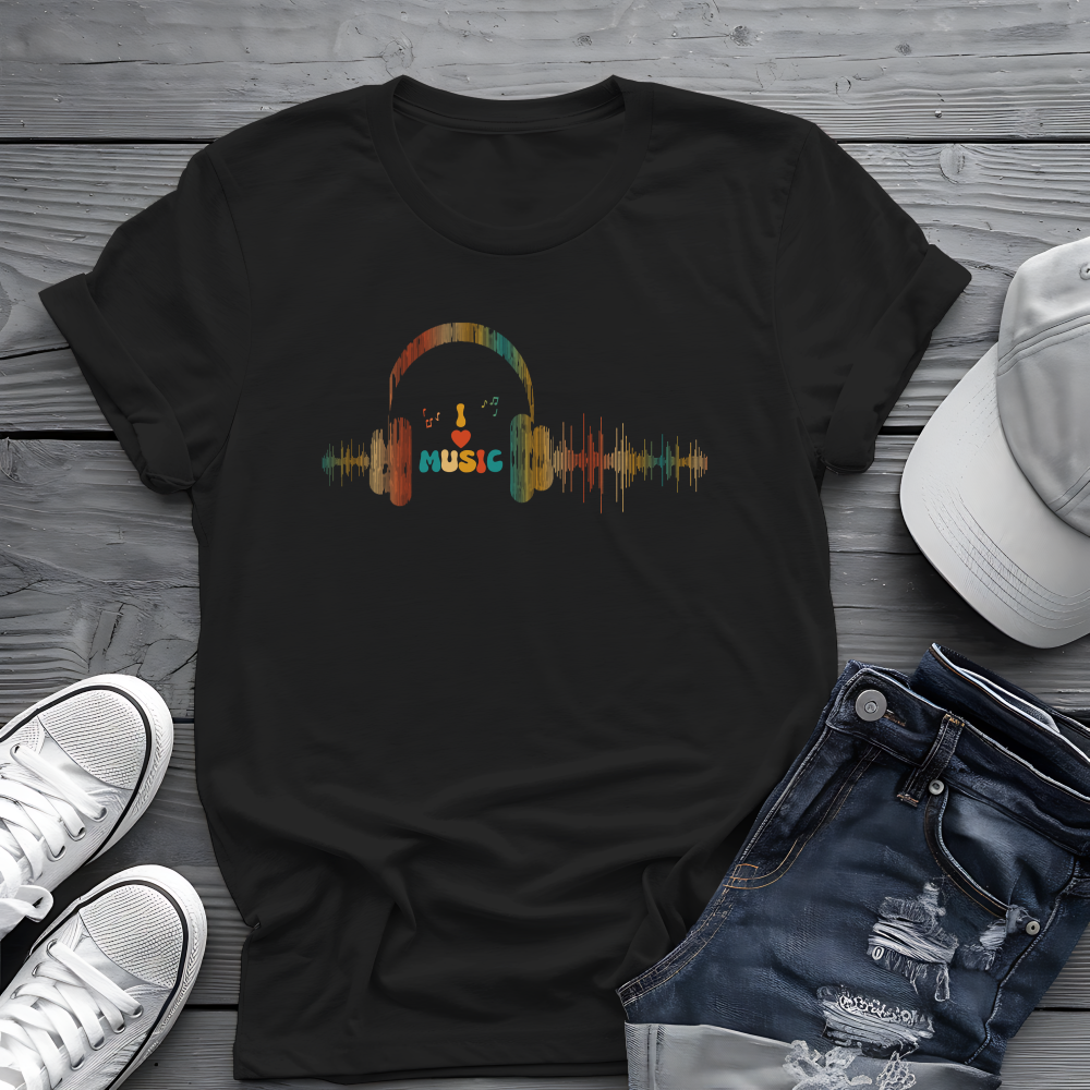 Vintage Headphones & Soundwave Tee 🎧 Retro Music Shirt