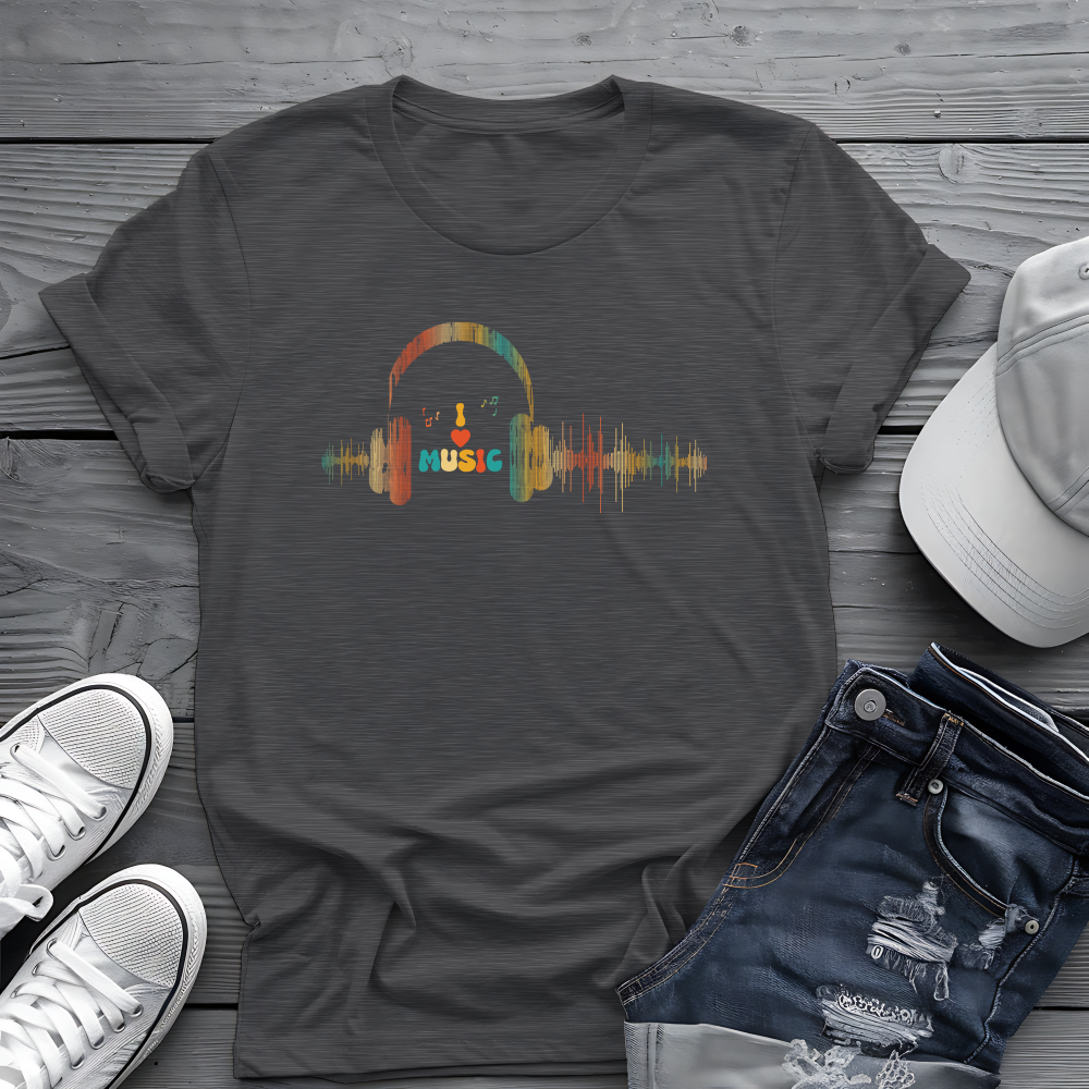 Vintage Headphones & Soundwave Tee 🎧 Retro Music Shirt