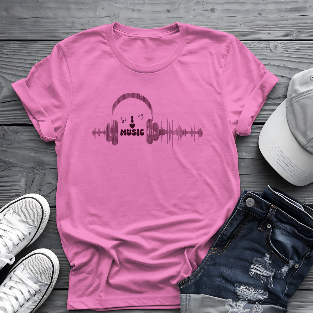 Headphones & Soundwave Tee 🎧 Minimalist Music Shirt