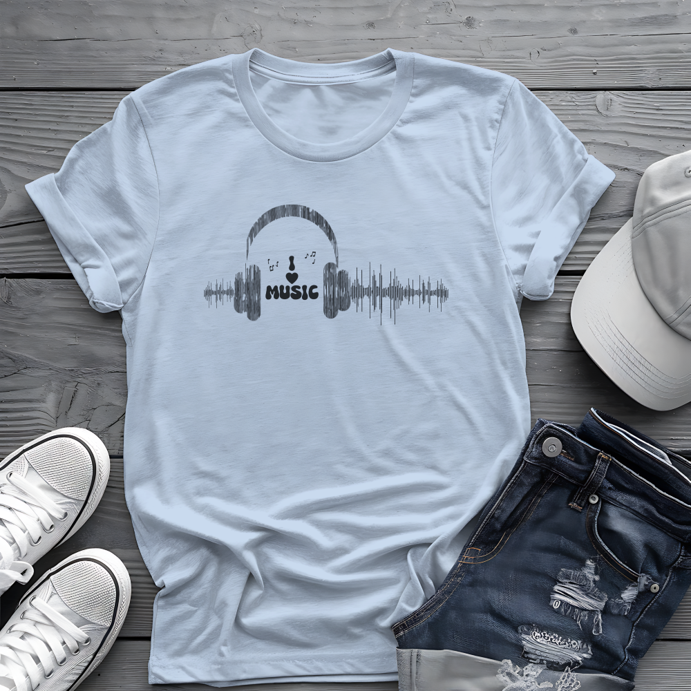 Headphones & Soundwave Tee 🎧 Minimalist Music Shirt