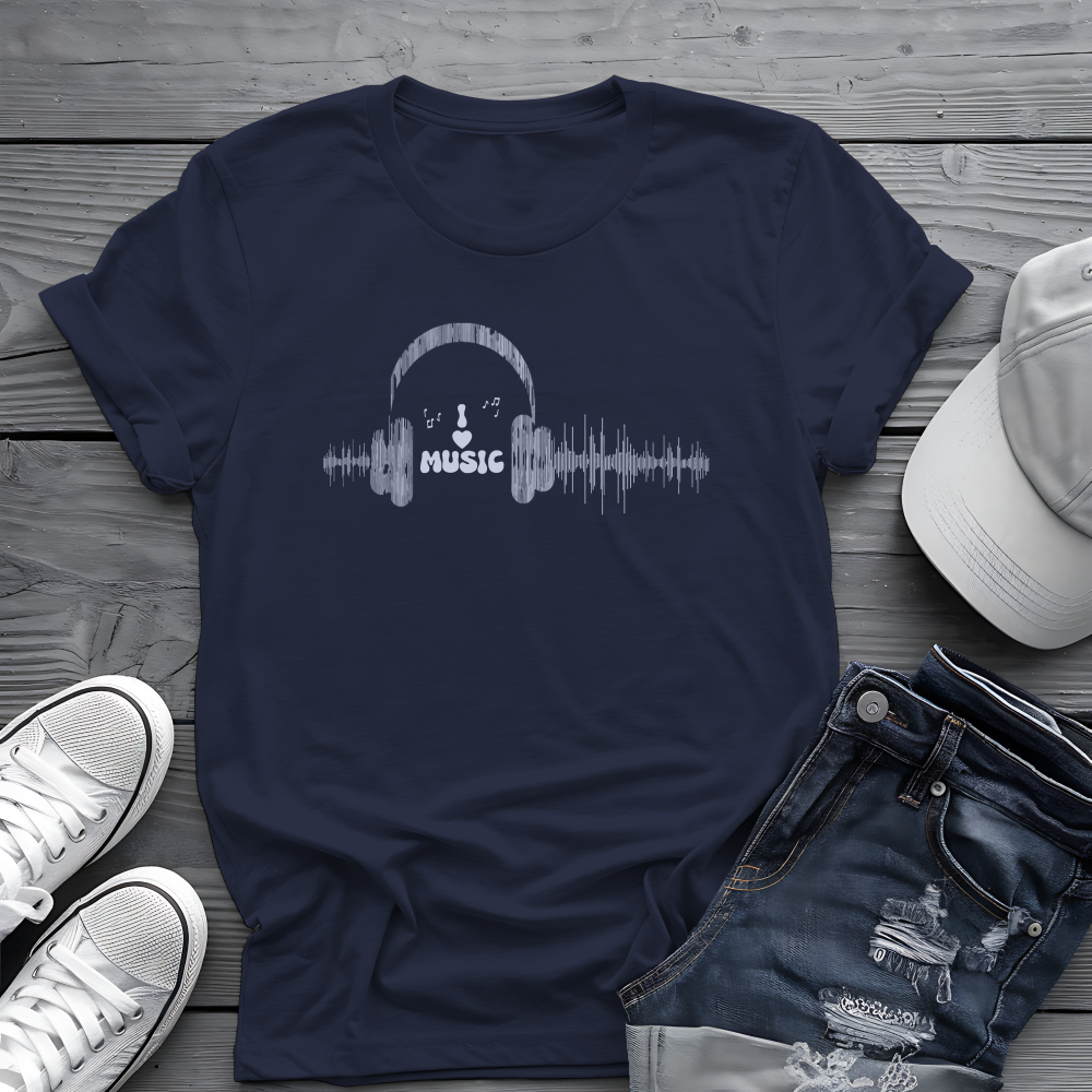 Headphones & Soundwave Tee 🎧 Minimalist Music Shirt