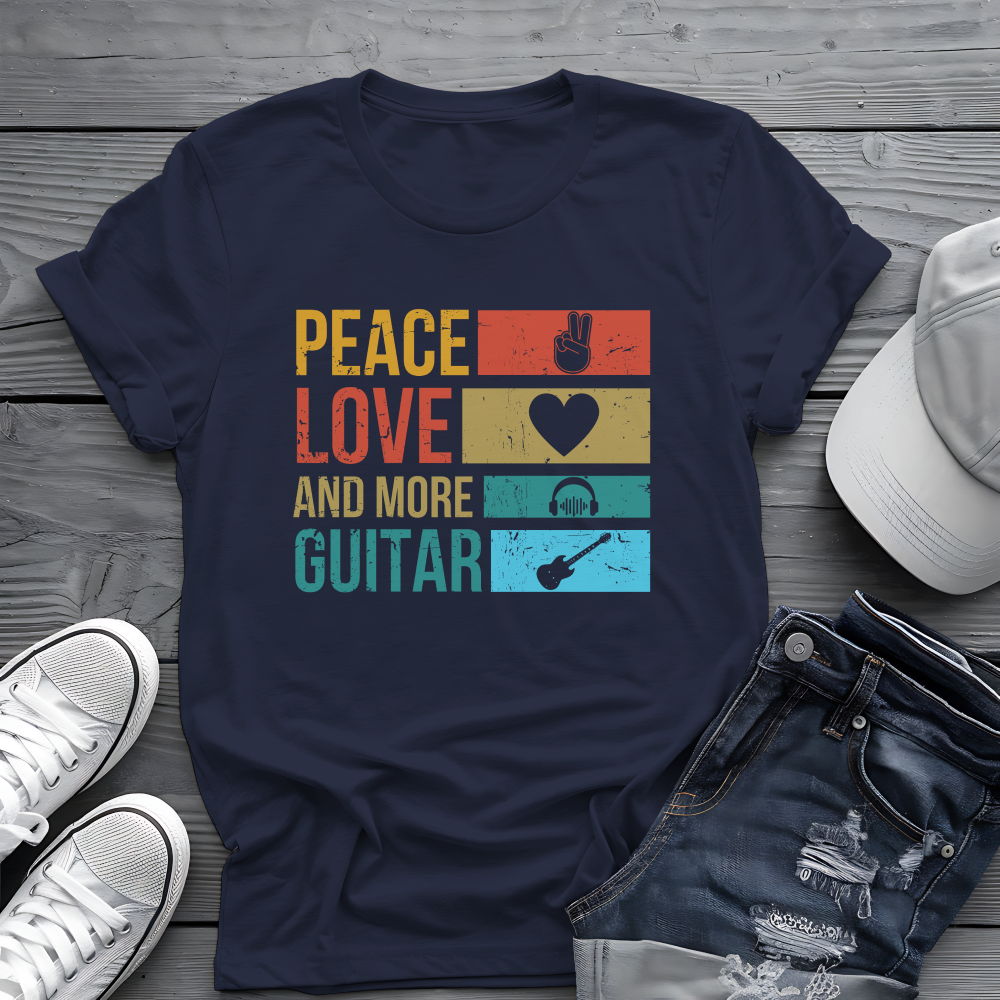 Peace Love Guitar Tee 🎸 Retro Music Lover Shirt