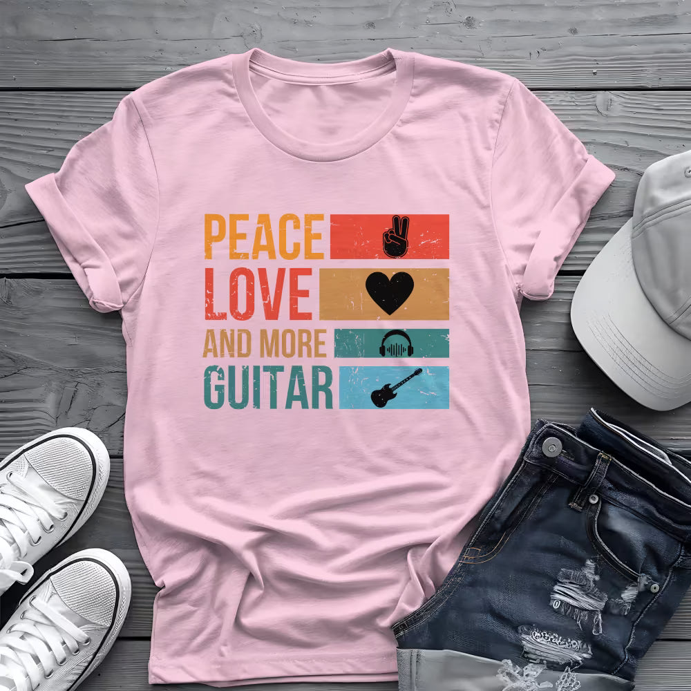 Peace Love Guitar Tee 🎸 Retro Music Lover Shirt