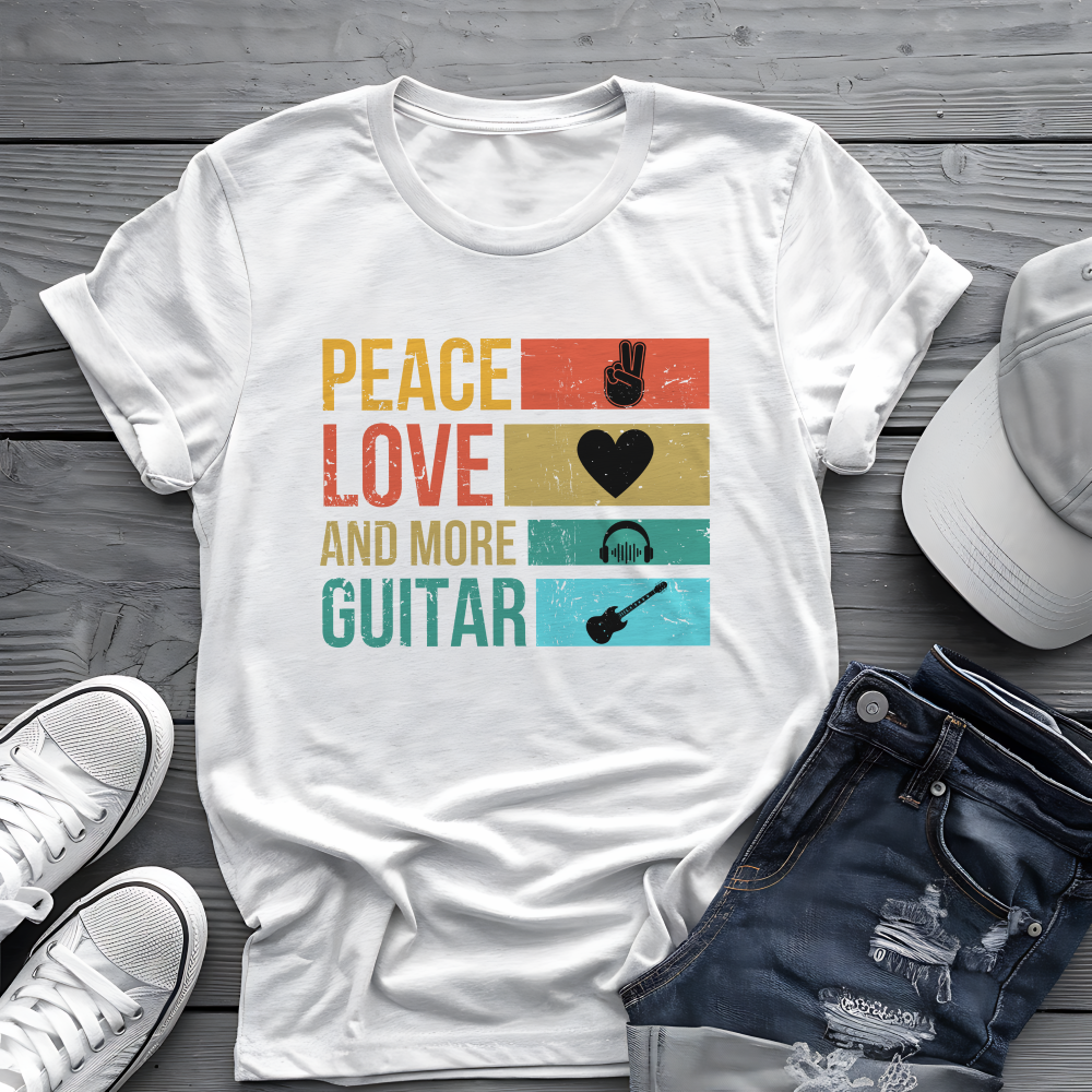 Peace Love Guitar Tee 🎸 Retro Music Lover Shirt