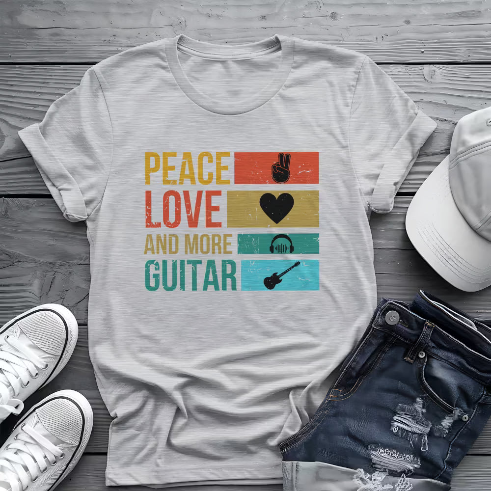 Peace Love Guitar Tee 🎸 Retro Music Lover Shirt