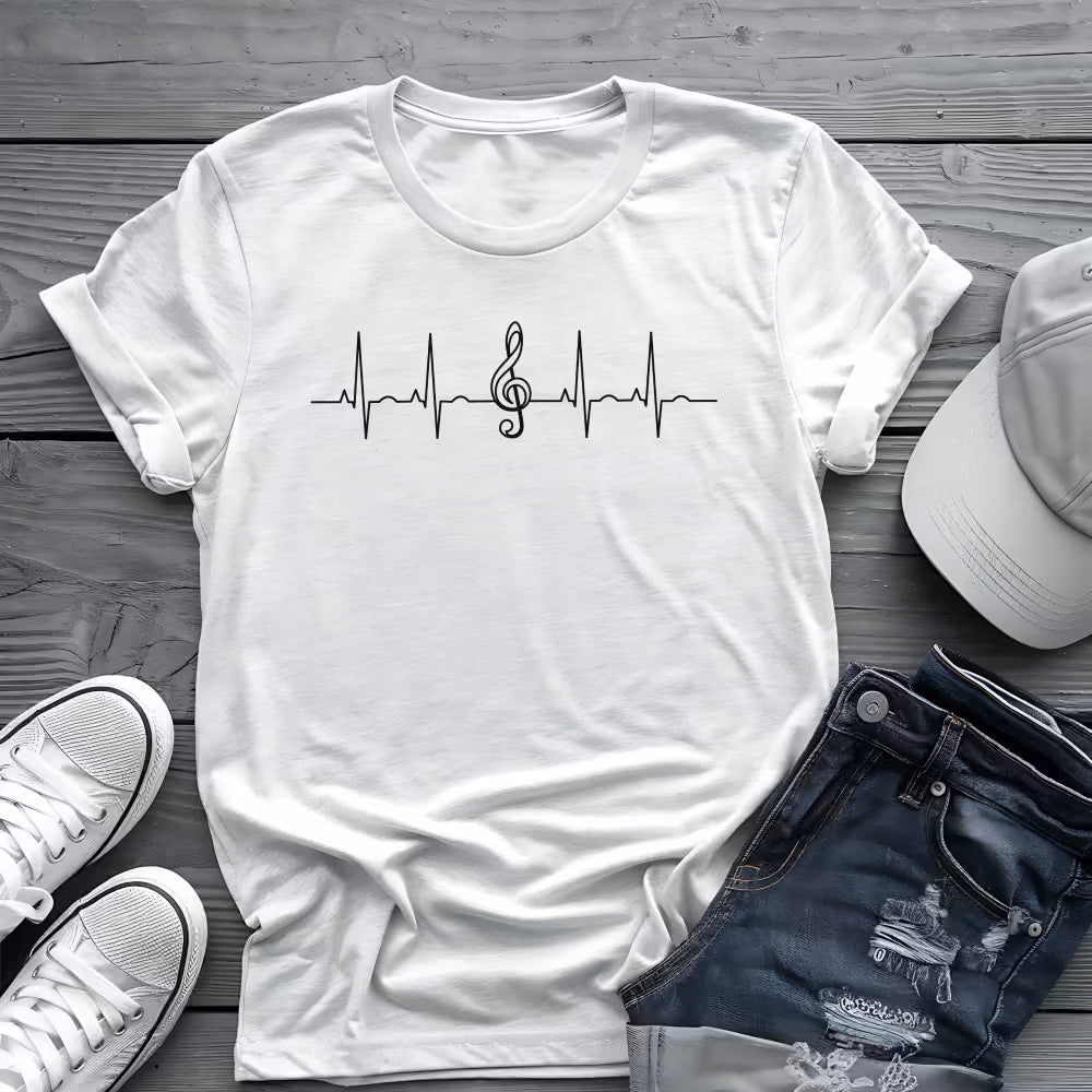 Heartbeat Music Tee 🎶 Minimalist Musician Shirt