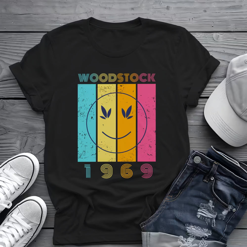 Woodstock 1969 Smiley Tee ☮️ Retro Music Festival Shirt