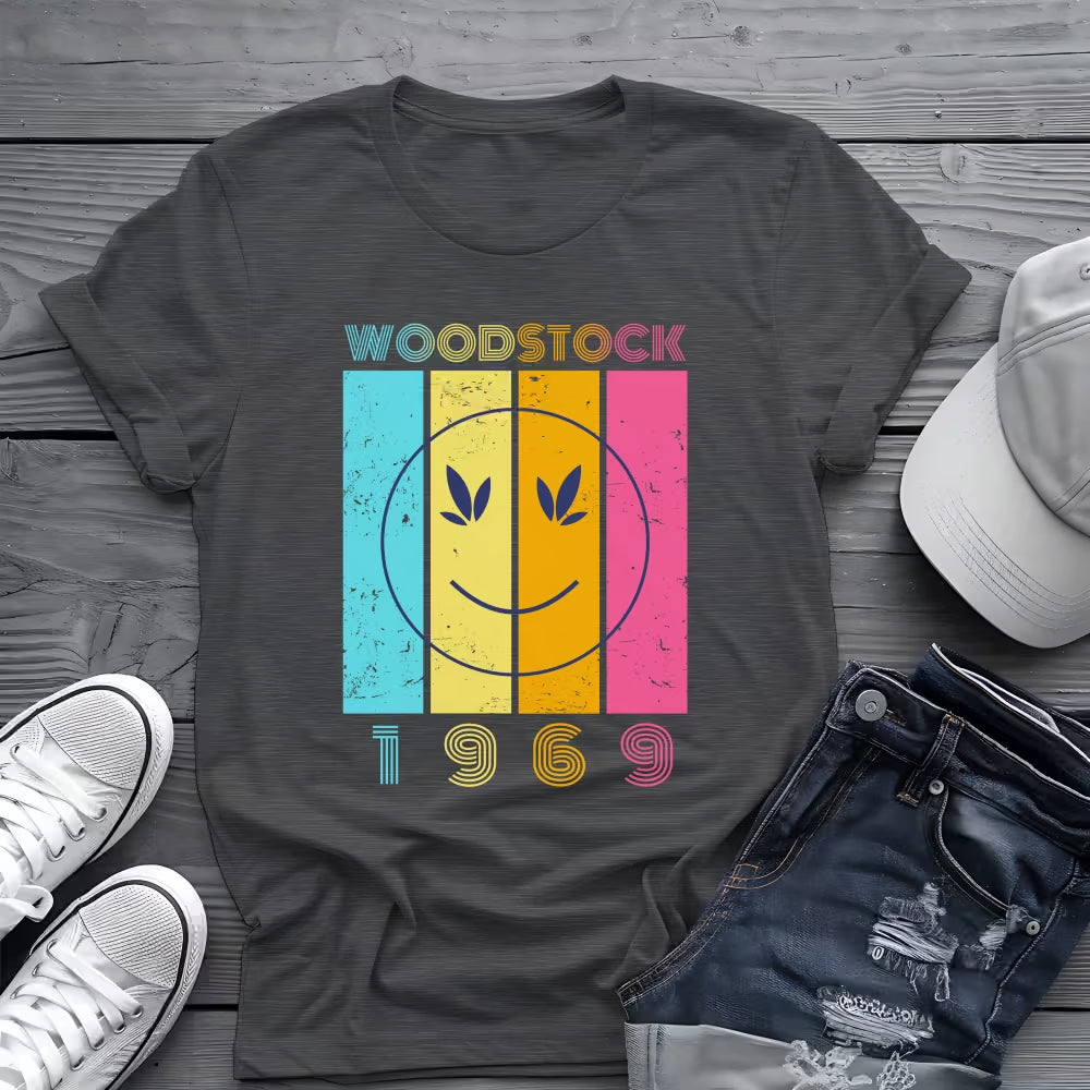 Woodstock 1969 Smiley Tee ☮️ Retro Music Festival Shirt