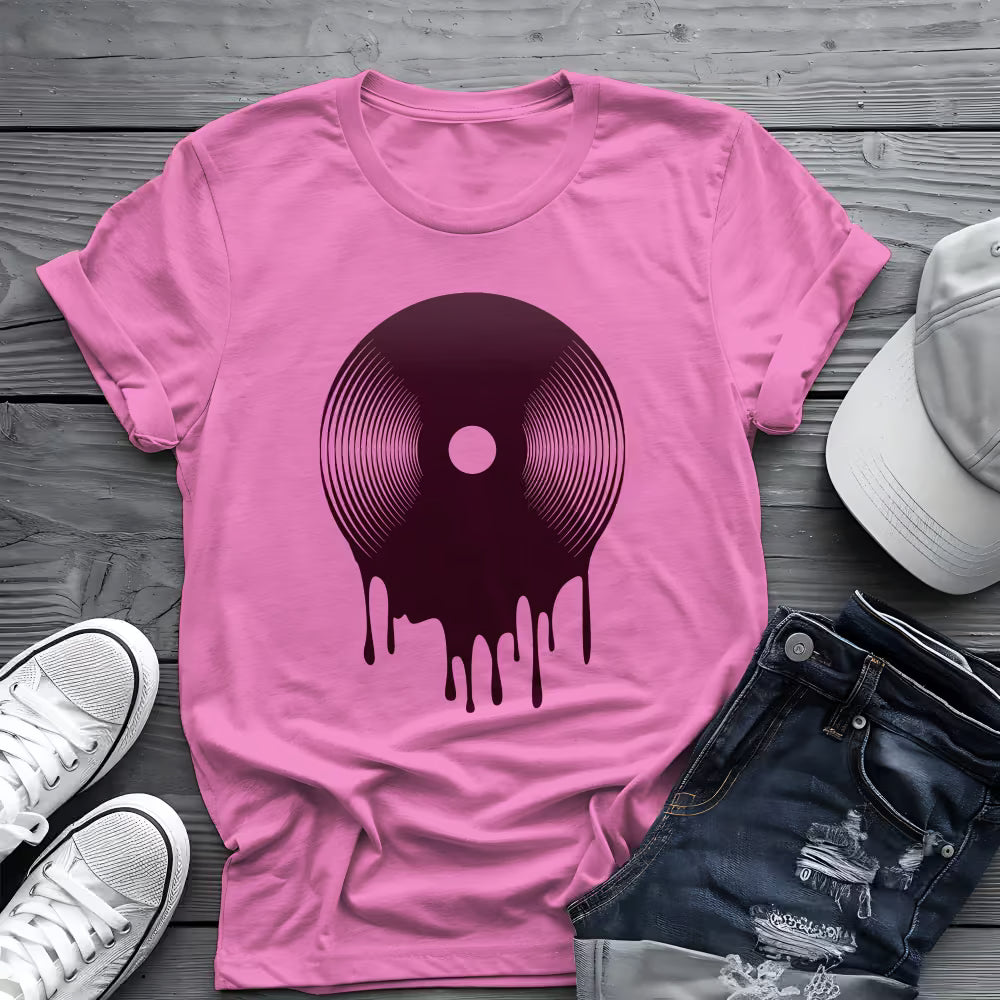 Melting Vinyl Record Tee 🎶 Abstract Music Art Shirt - Vinyl Lover Shirt