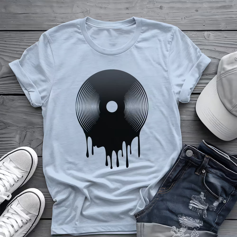 Melting Vinyl Record Tee 🎶 Abstract Music Art Shirt - Vinyl Lover Shirt