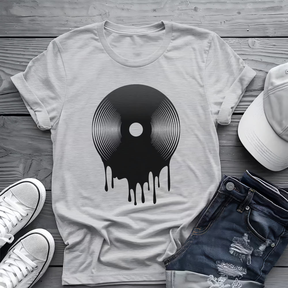 Melting Vinyl Record Tee 🎶 Abstract Music Art Shirt - Vinyl Lover Shirt